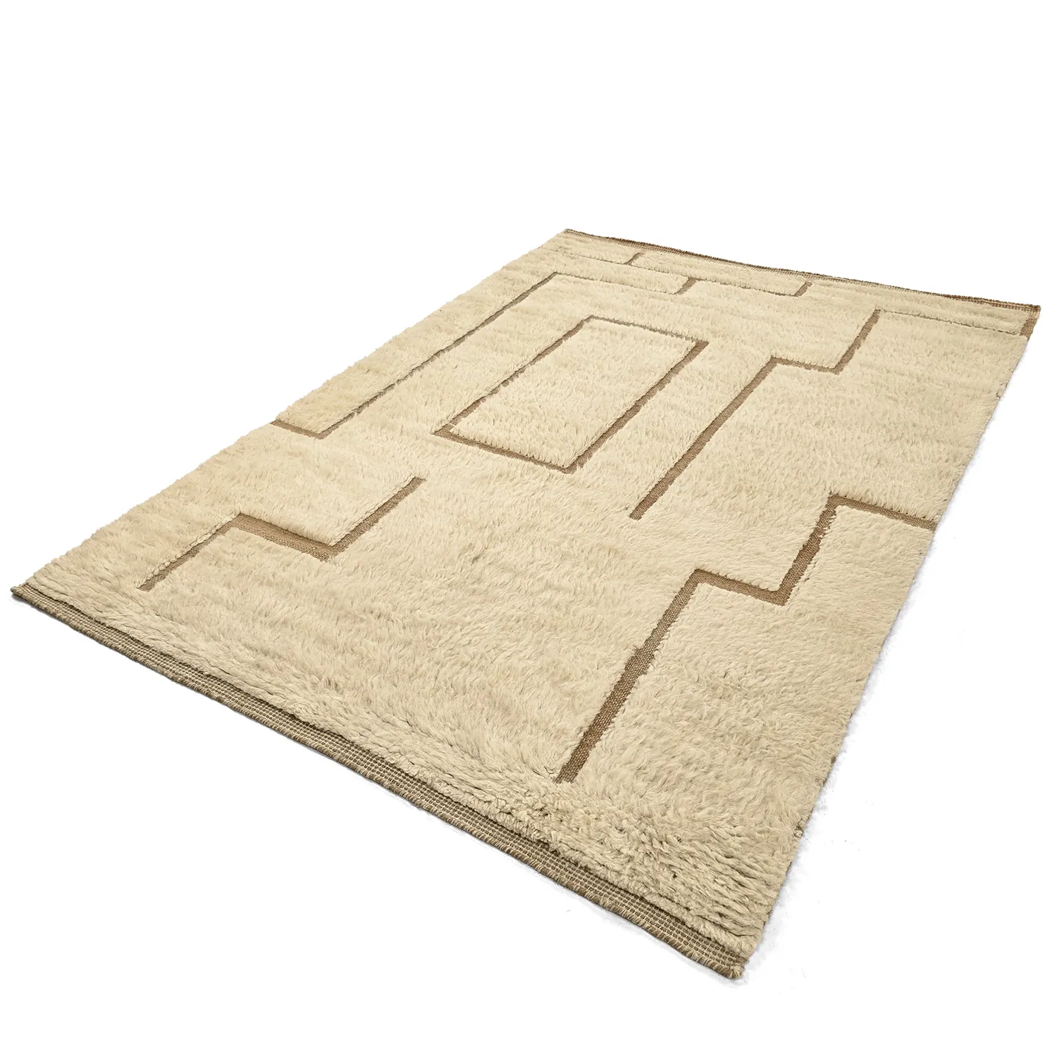 Hochflorteppiche - Kiberg Hand Woven Wool Shaggy (creme)