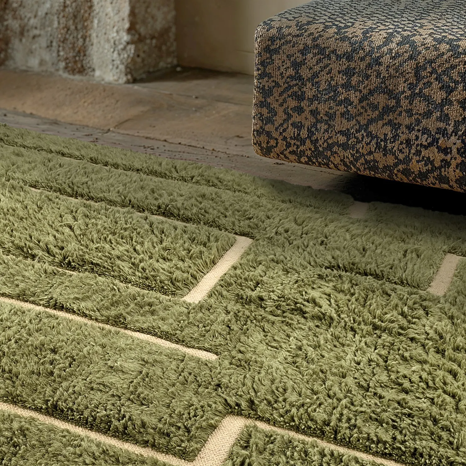 Hochflorteppiche - Kiberg Hand Woven Wool Shaggy (grün)