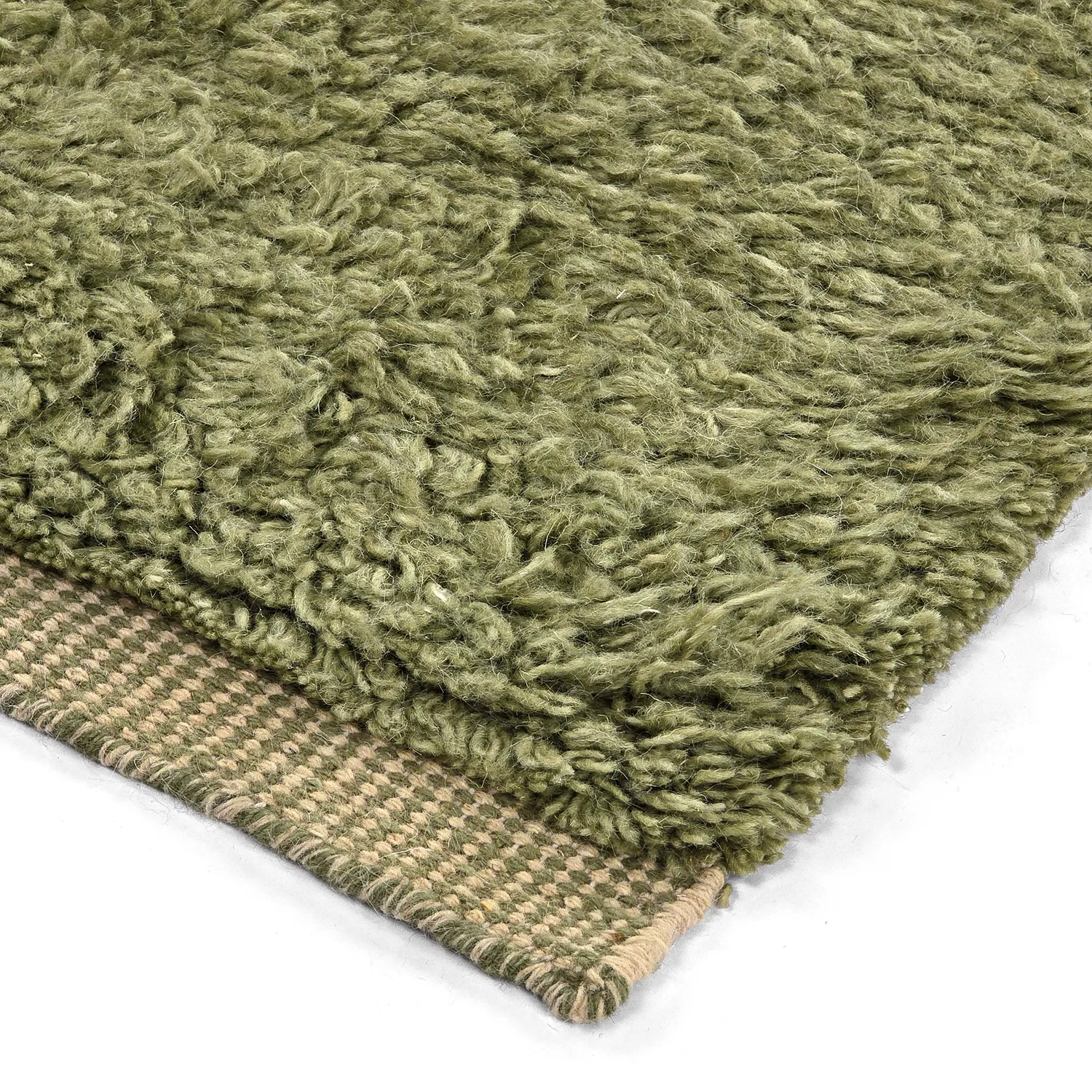 Hochflorteppiche - Kiberg Hand Woven Wool Shaggy (grün)