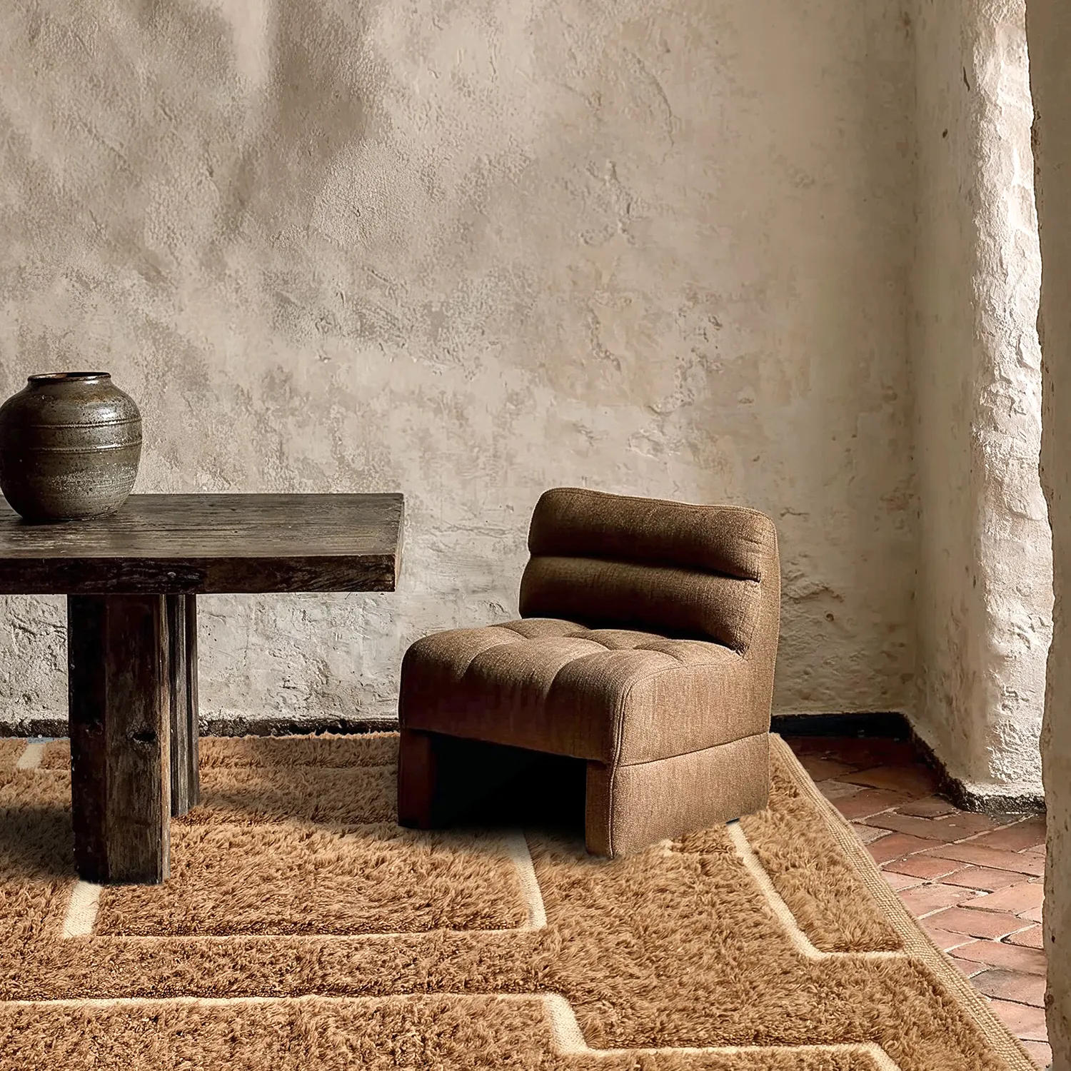 Hochflorteppiche - Kiberg Hand Woven Wool Shaggy (beige)