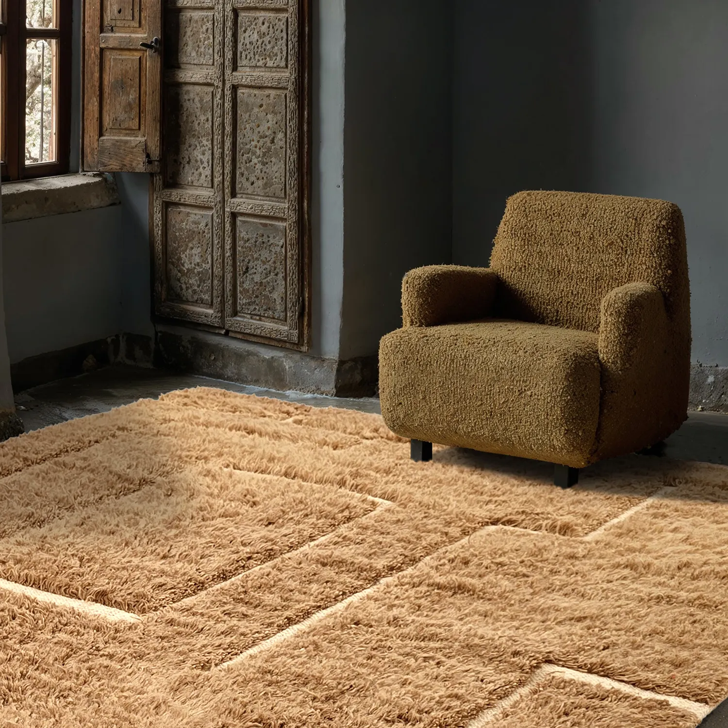 Hochflorteppiche - Kiberg Hand Woven Wool Shaggy (beige)