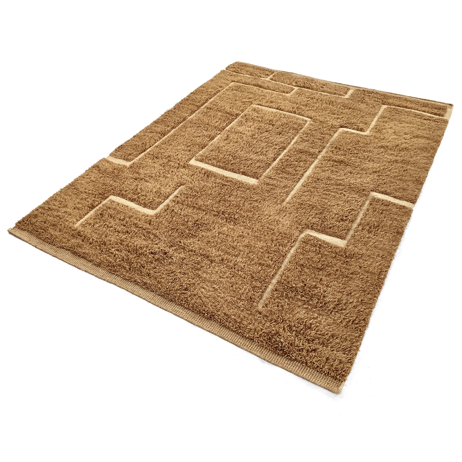Hochflorteppiche - Kiberg Hand Woven Wool Shaggy (beige)