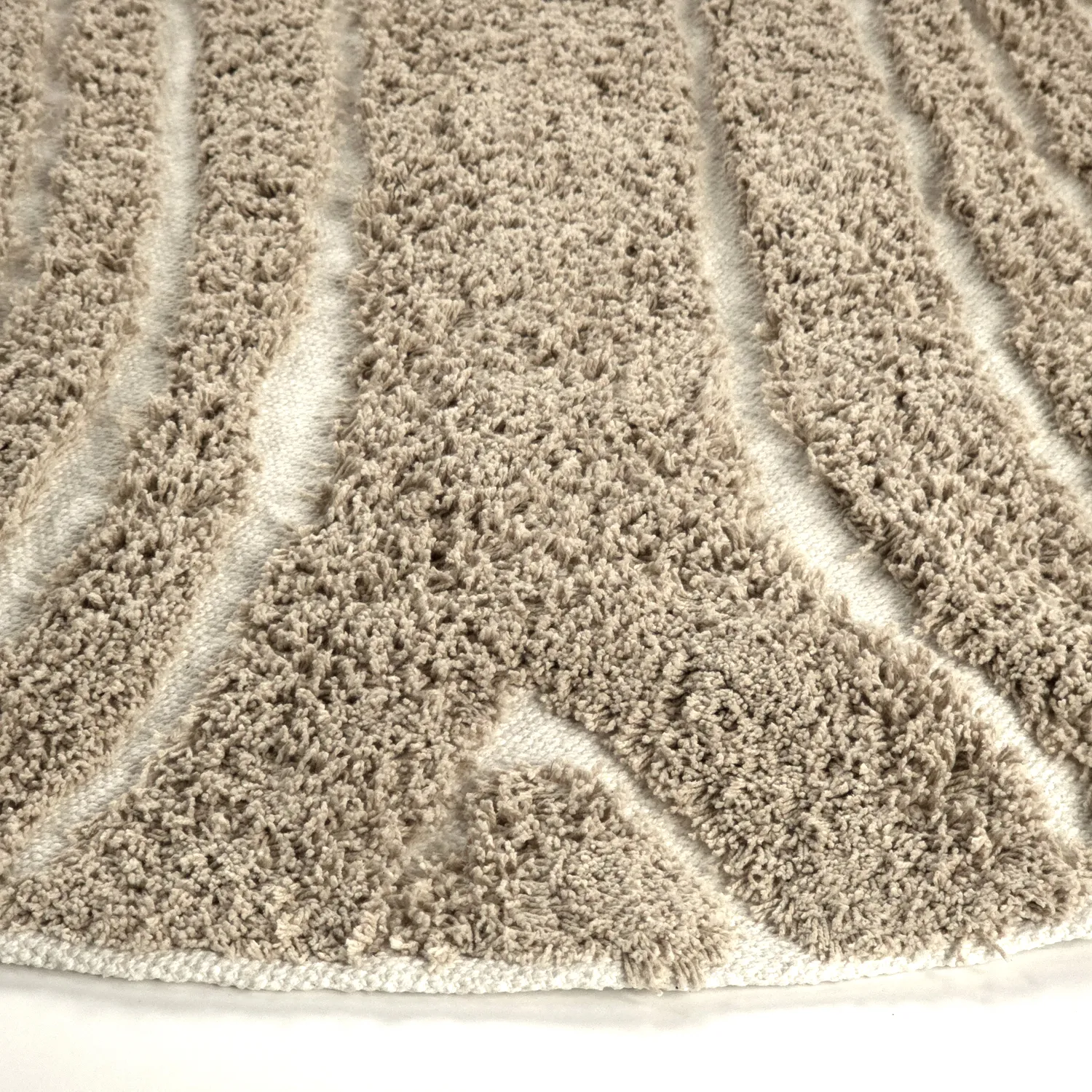 Runde Teppiche - Kindon Natural Cotton Shaggy (beige/weiß)