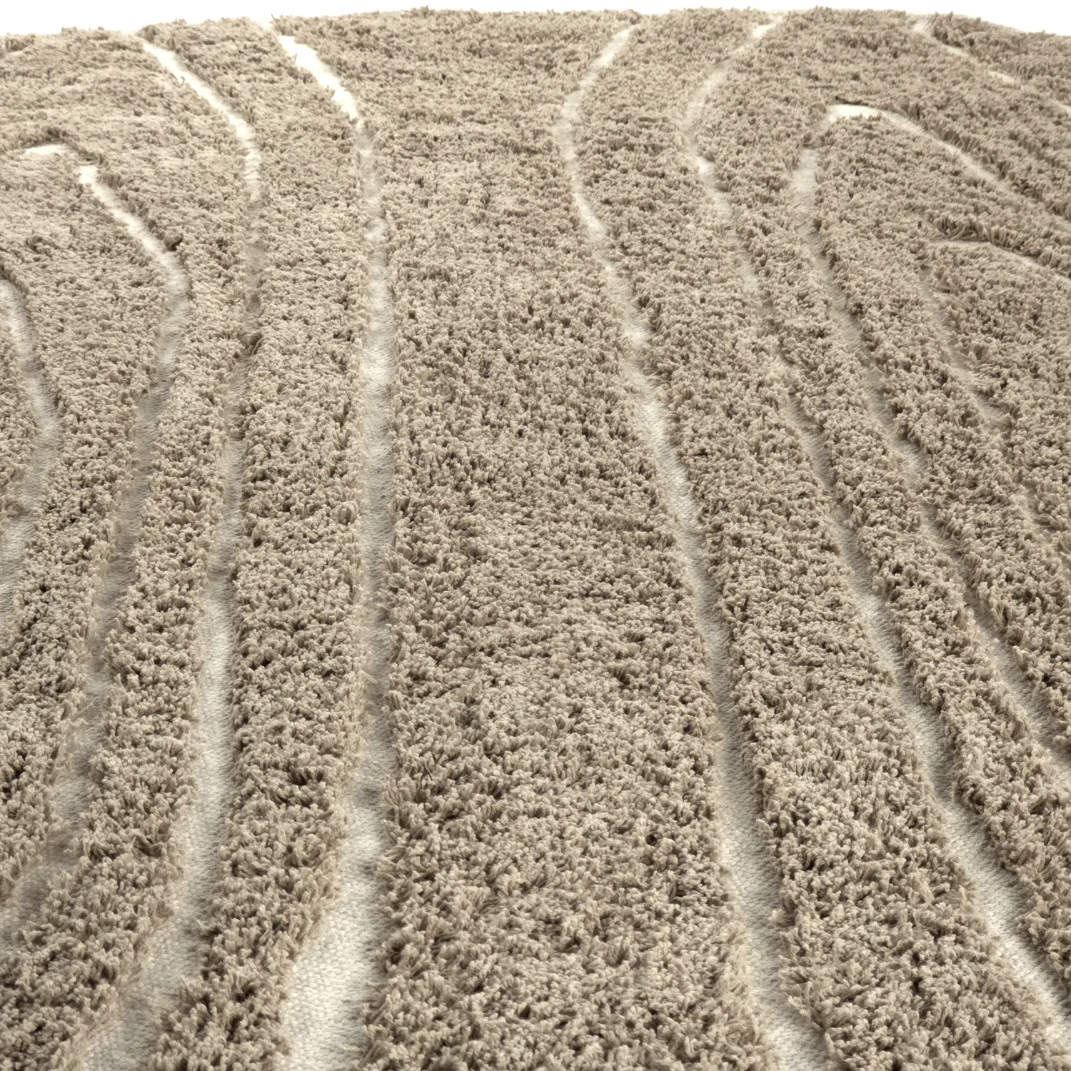 Runde Teppiche - Kindon Natural Cotton Shaggy (beige/weiß)