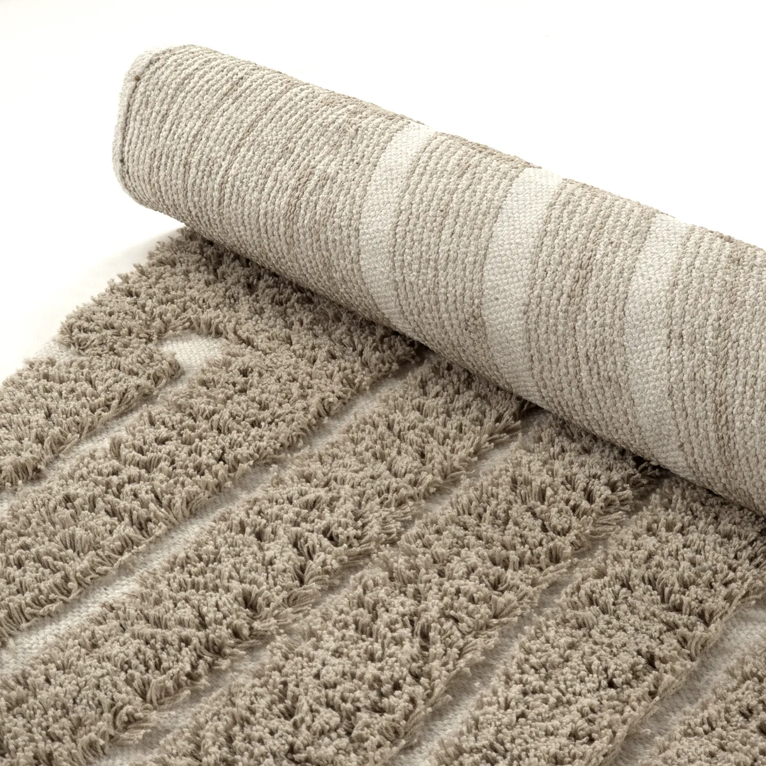 Runde Teppiche - Kindon Natural Cotton Shaggy (beige/weiß)