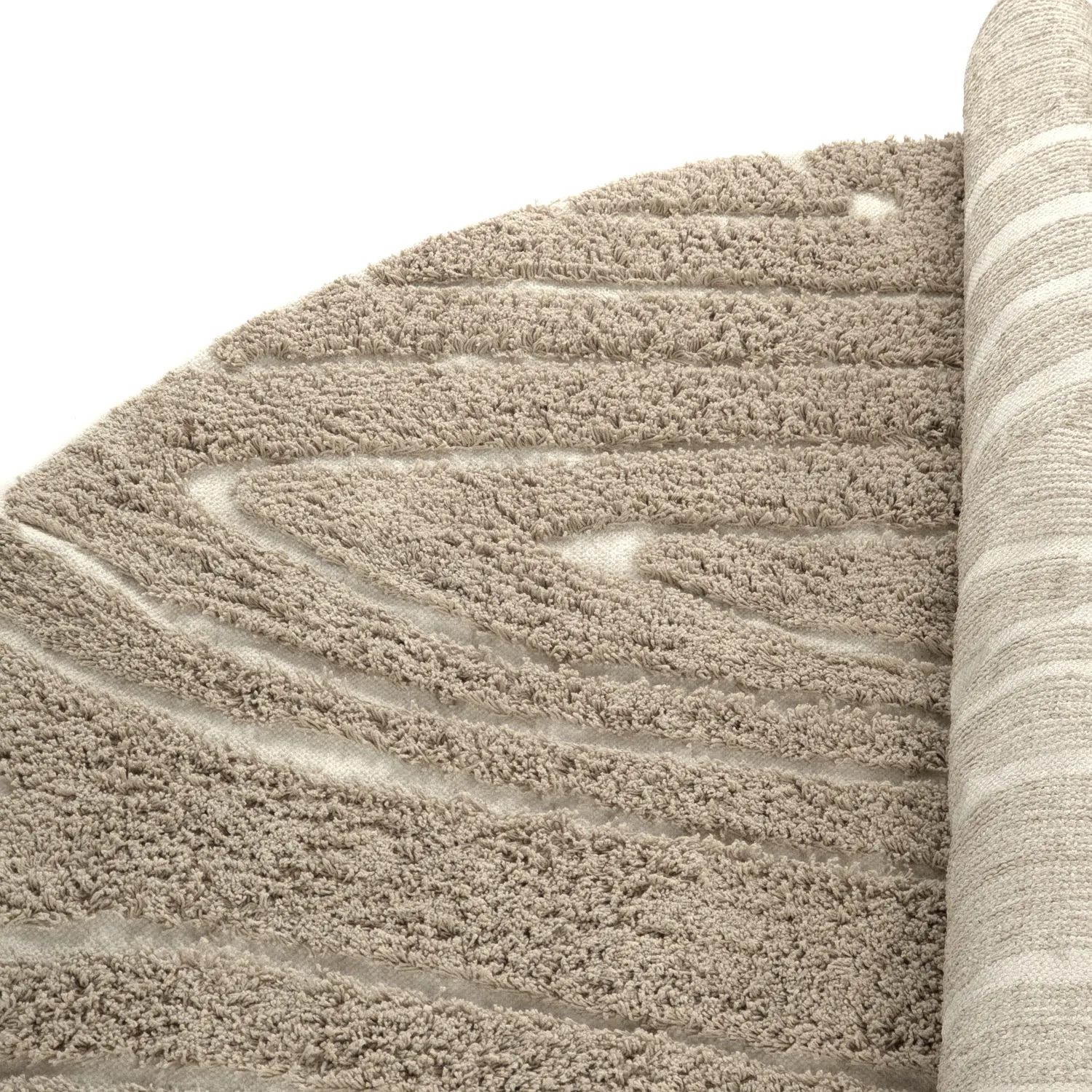 Runde Teppiche - Kindon Natural Cotton Shaggy (beige/weiß)