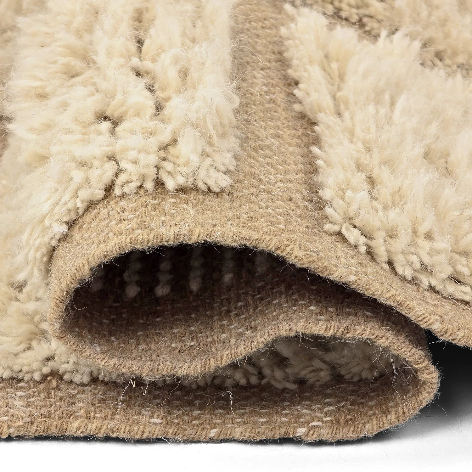 Hochflorteppiche - Leknes Hand Woven Wool Shaggy (creme)