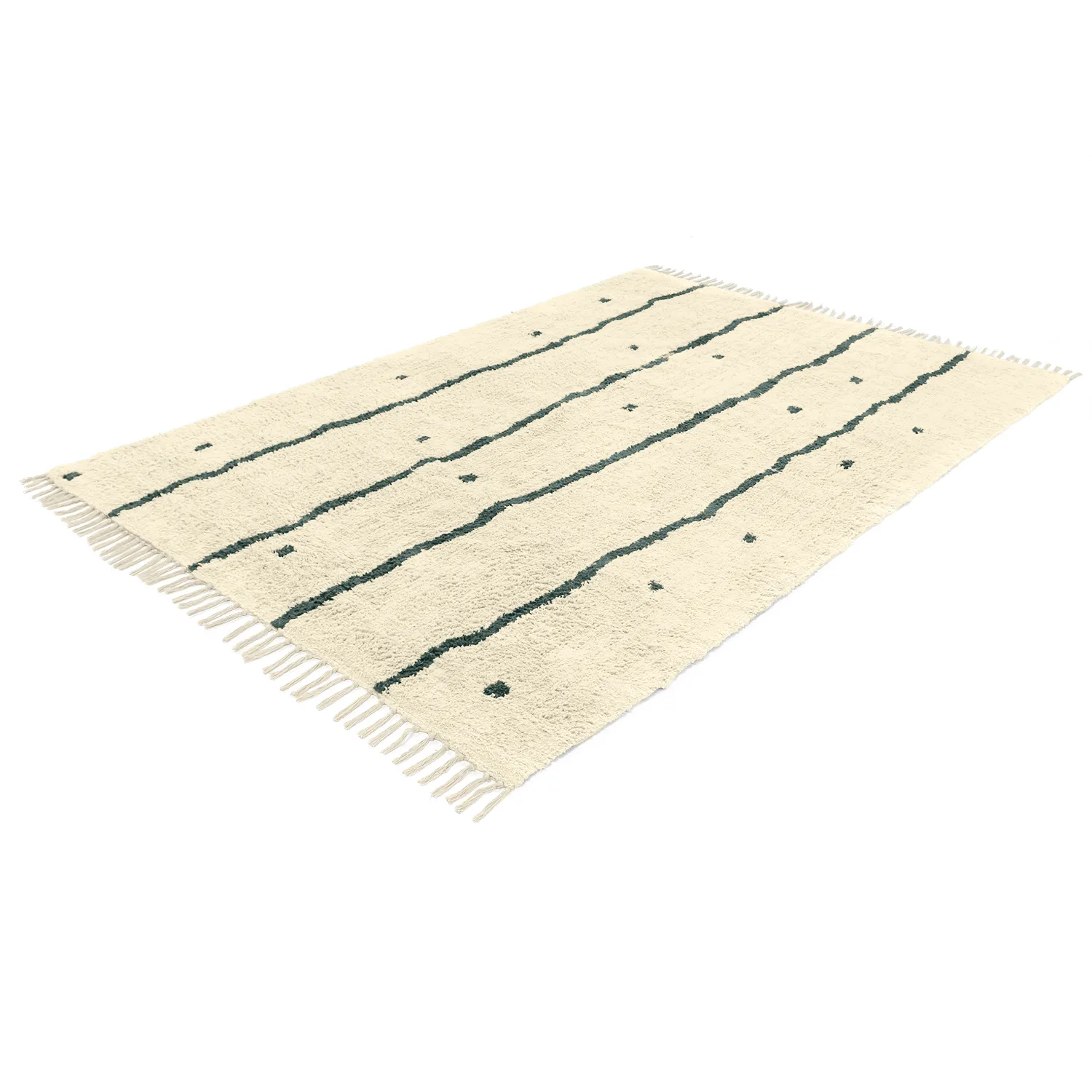 Hochflorteppiche - Leora Natural Cotton Shaggy (beige/grün)