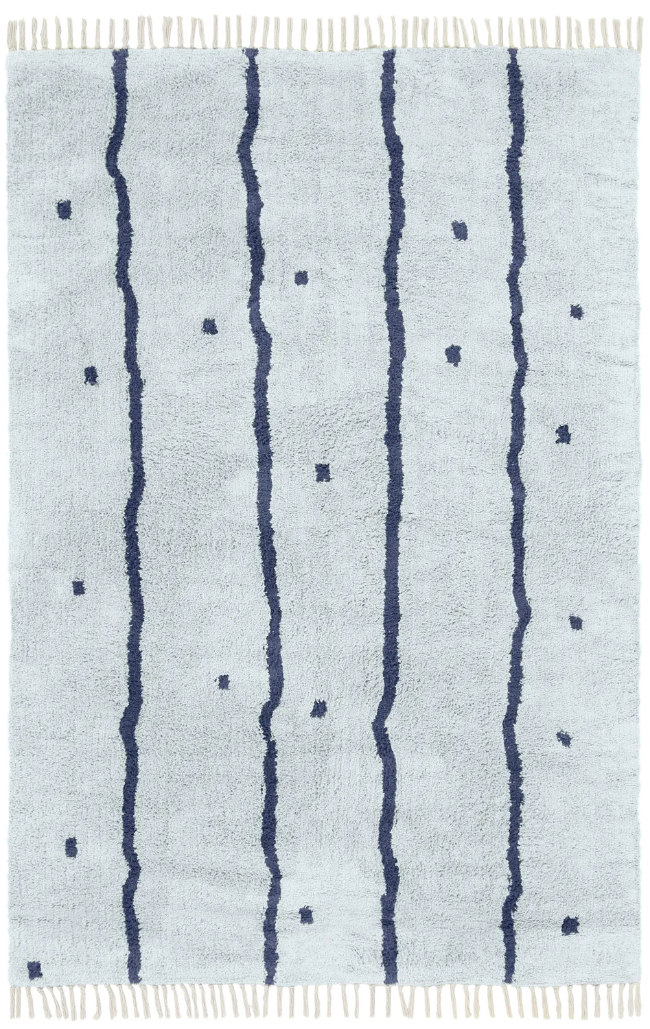 Hochflorteppiche - Leora Natural Cotton Shaggy (grau/blau)