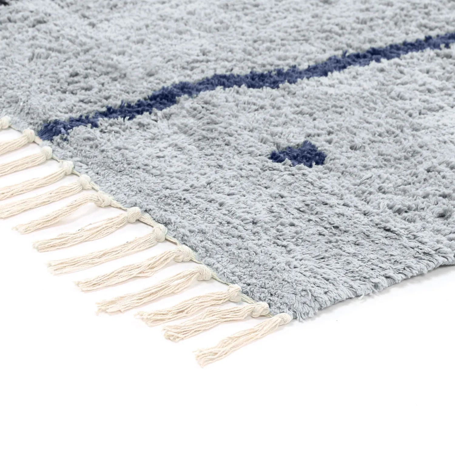 Hochflorteppiche - Leora Natural Cotton Shaggy (grau/blau)