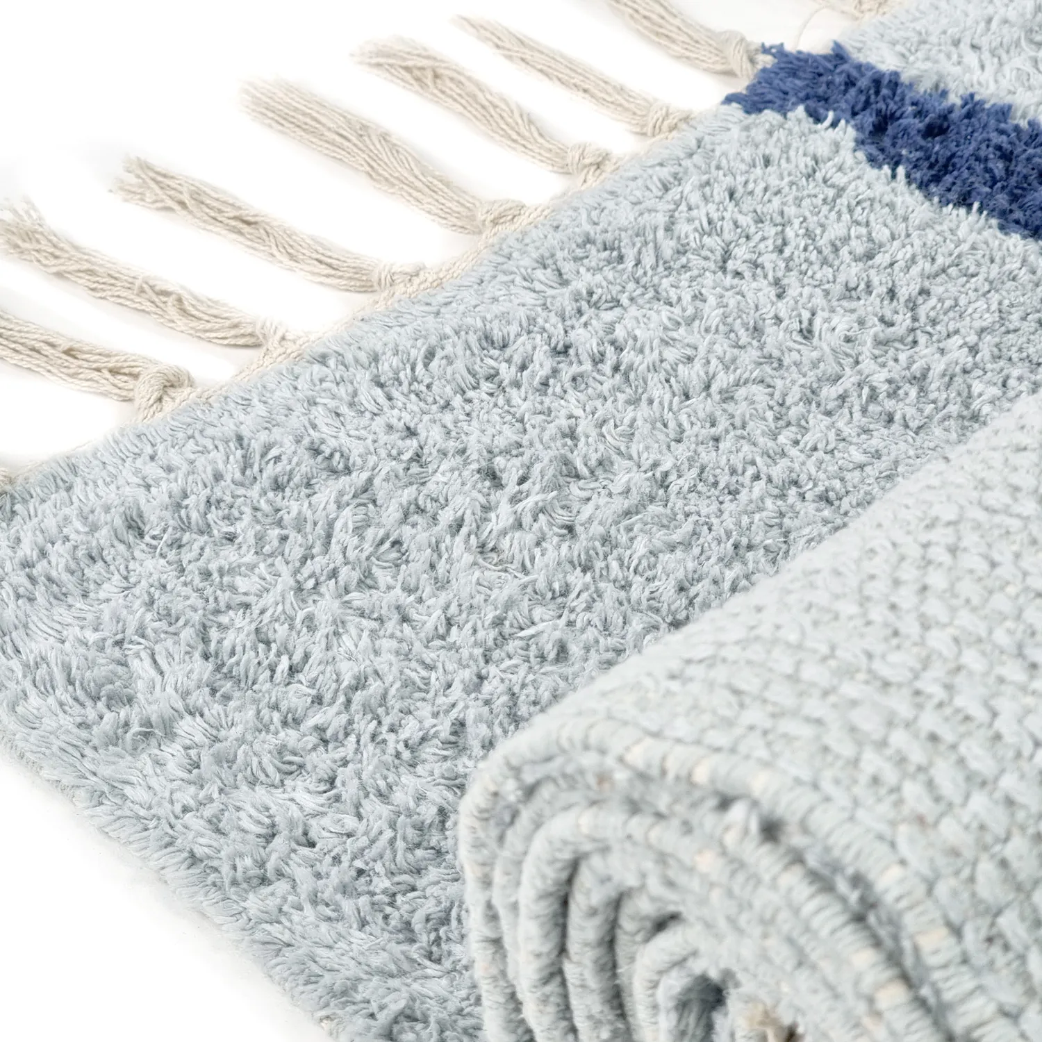 Hochflorteppiche - Leora Natural Cotton Shaggy (grau/blau)