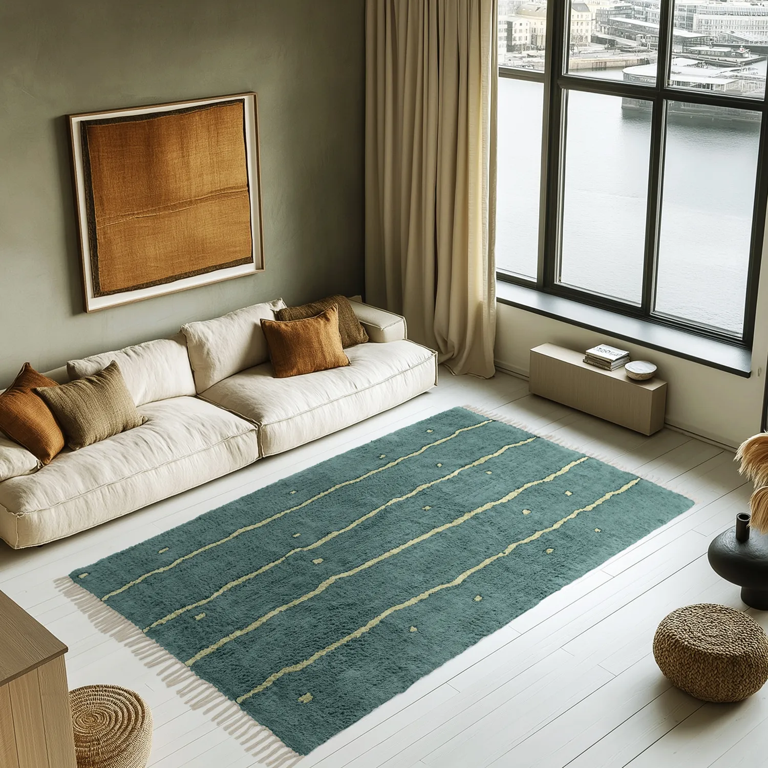 Hochflorteppiche - Leora Natural Cotton Shaggy (grün)