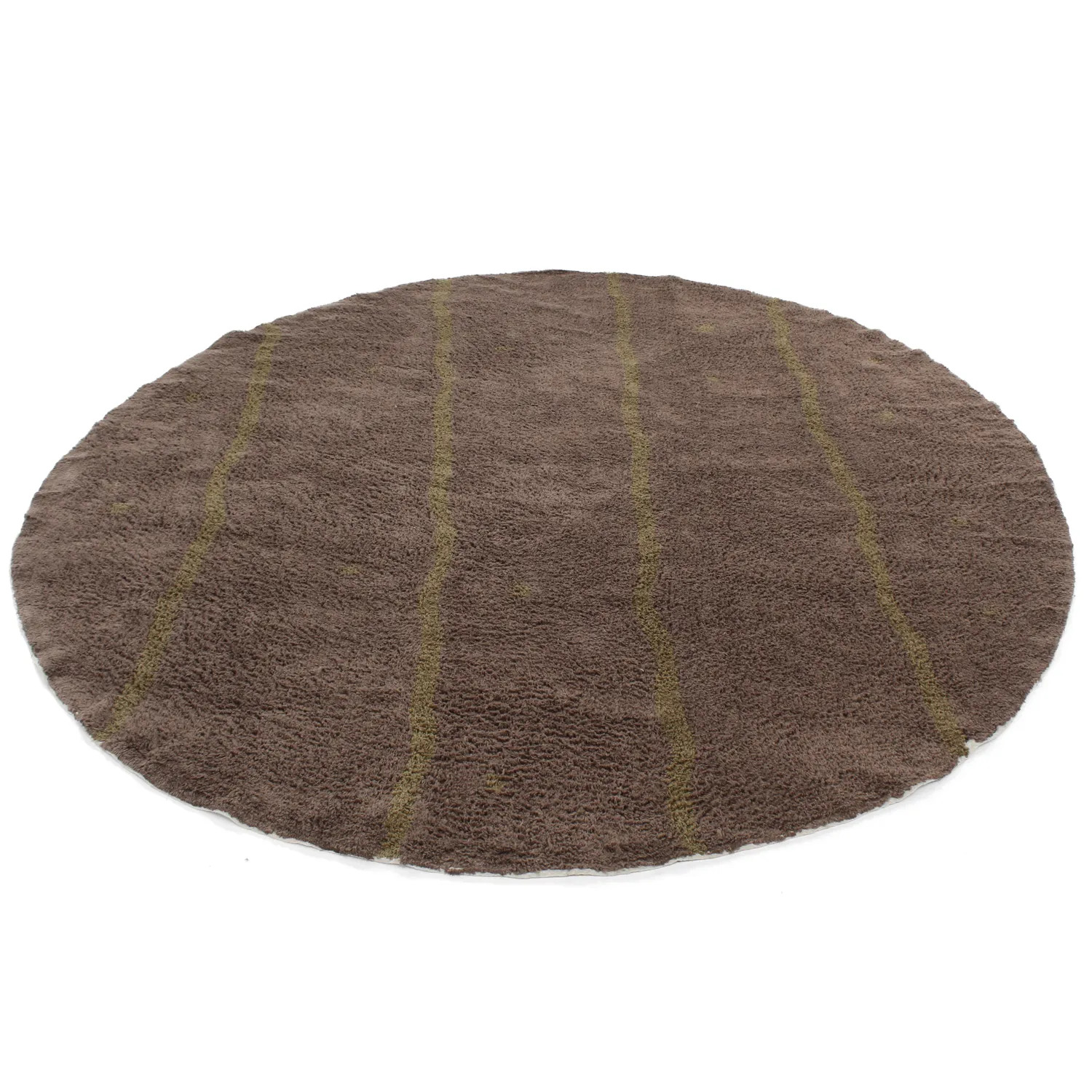 Tapis rond - Leora Natural Cotton Shaggy (marron/vert olive)