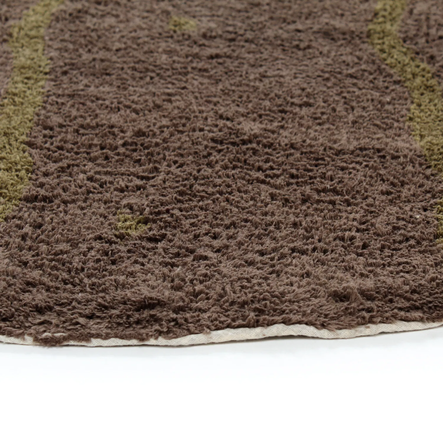 Tapis rond - Leora Natural Cotton Shaggy (marron/vert olive)