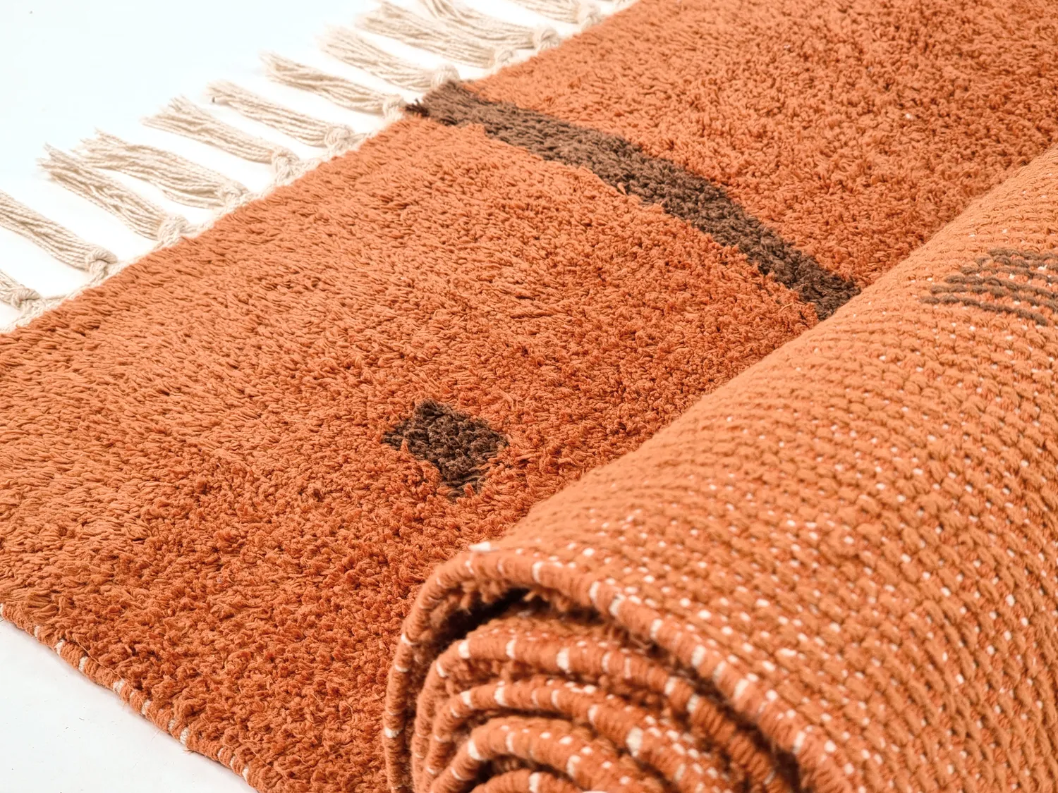 Hochflorteppiche - Leora Natural Cotton Shaggy (orange/braun)