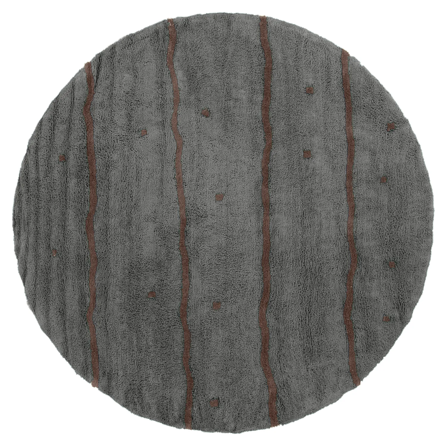 Tapis rond - Leora Natural Cotton Shaggy (noir/marron)