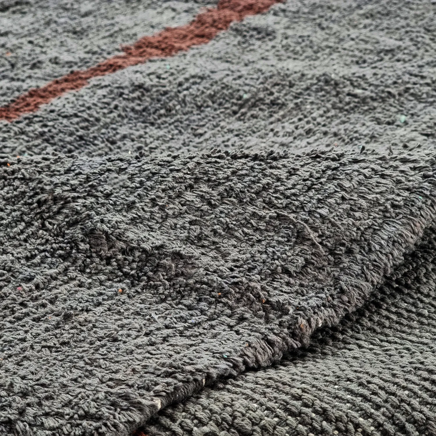 Tapis rond - Leora Natural Cotton Shaggy (noir/marron)