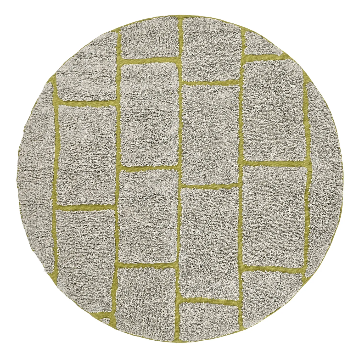 Runde Teppiche - Lindley Natural Cotton Shaggy (greige/grün)