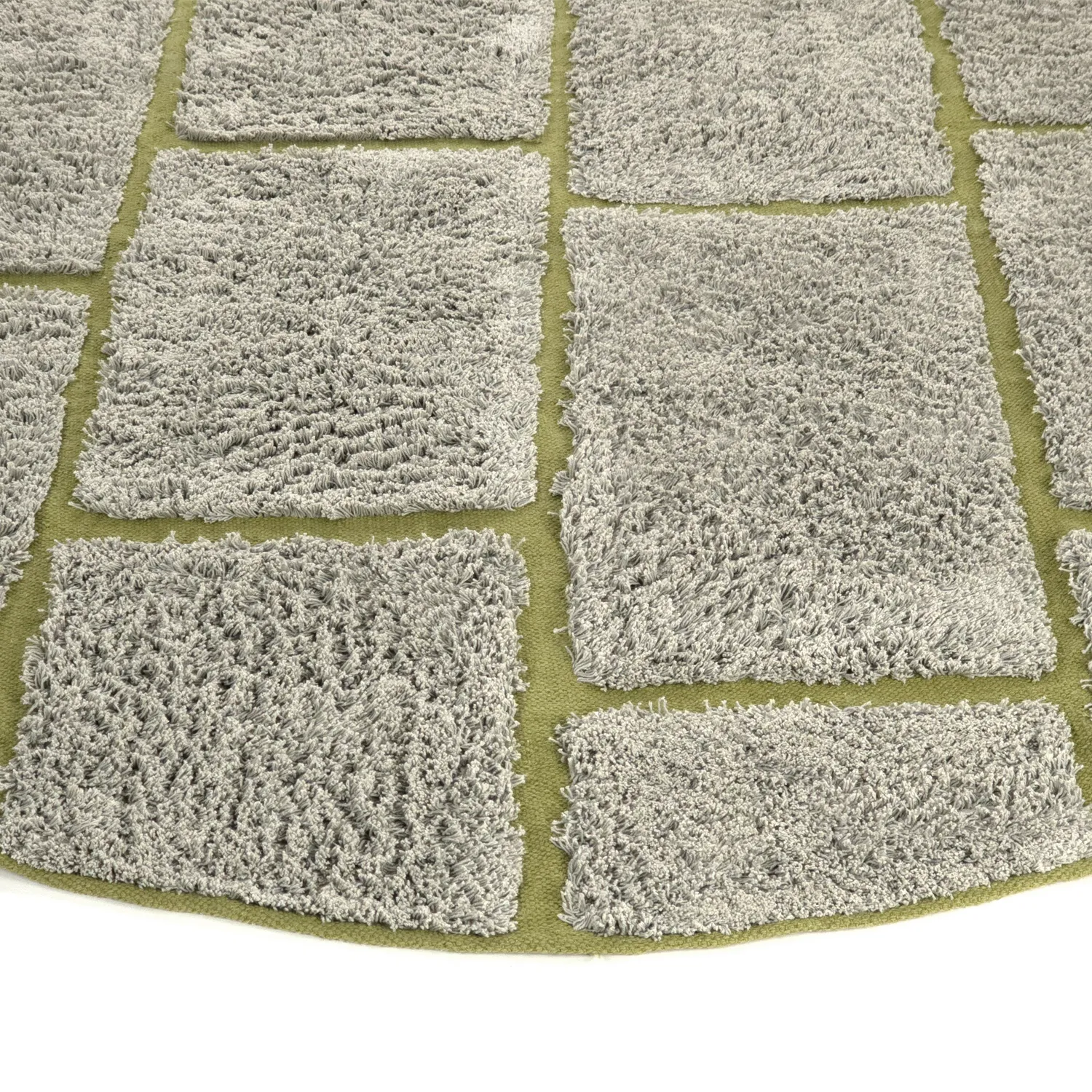 Runde Teppiche - Lindley Natural Cotton Shaggy (greige/grün)