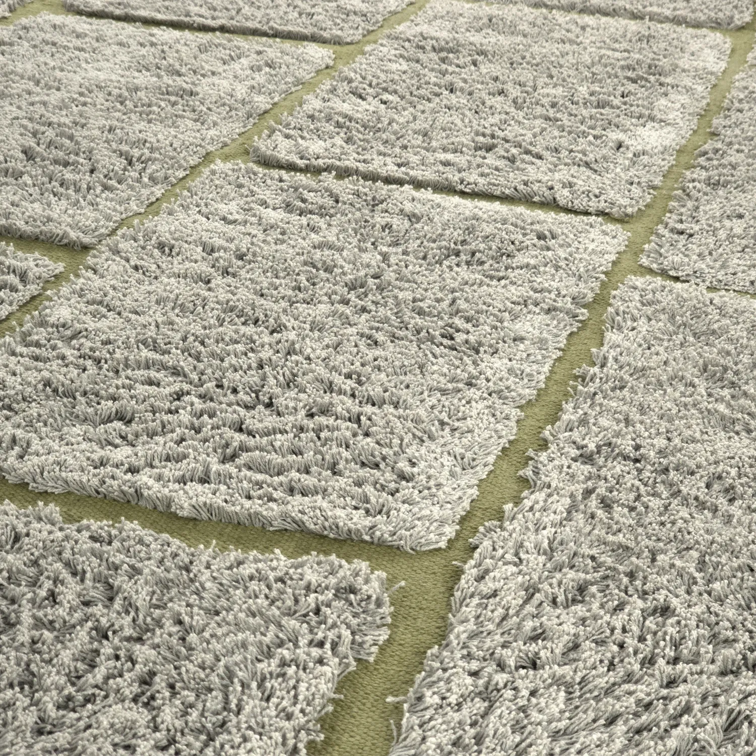 Runde Teppiche - Lindley Natural Cotton Shaggy (greige/grün)