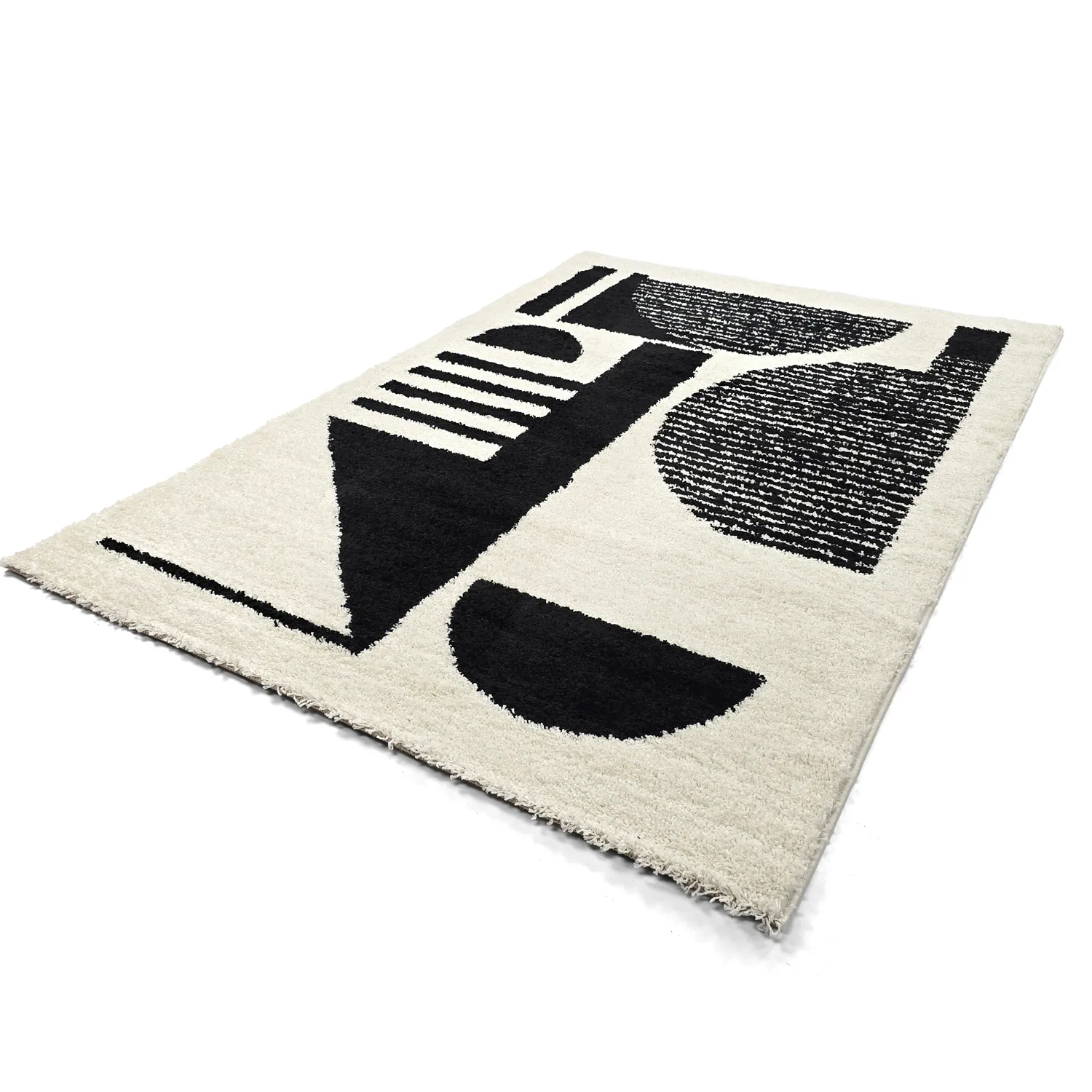 Hochflorteppiche - Maron (schwarz/weiß)