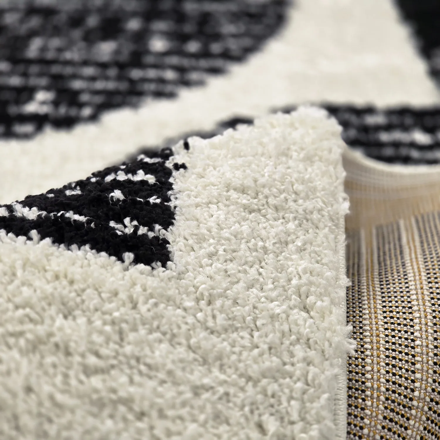 Hochflorteppiche - Maron (schwarz/weiß)