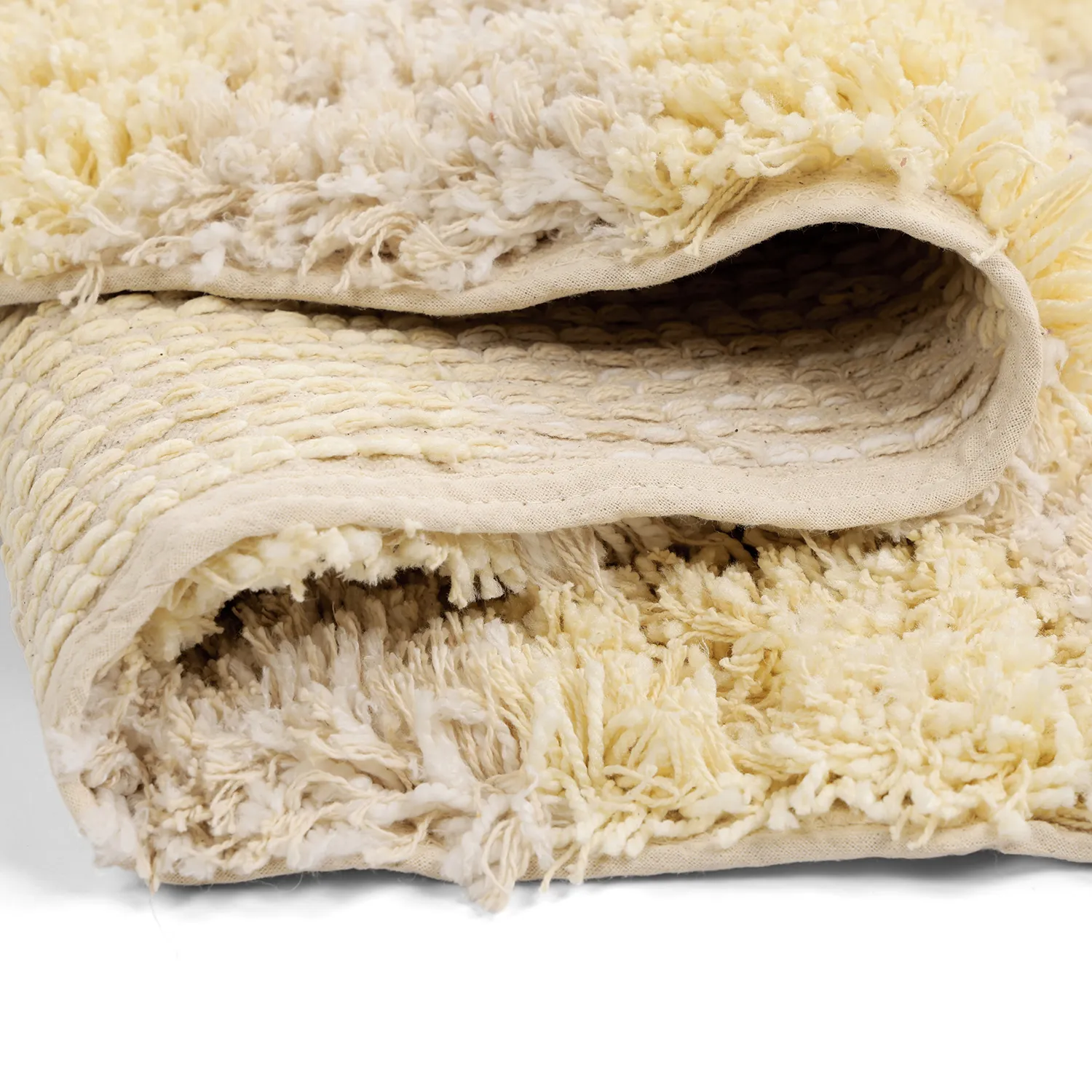 Tapis shaggy - Methoni Check Cotton Shaggy (crème/jaune clair)