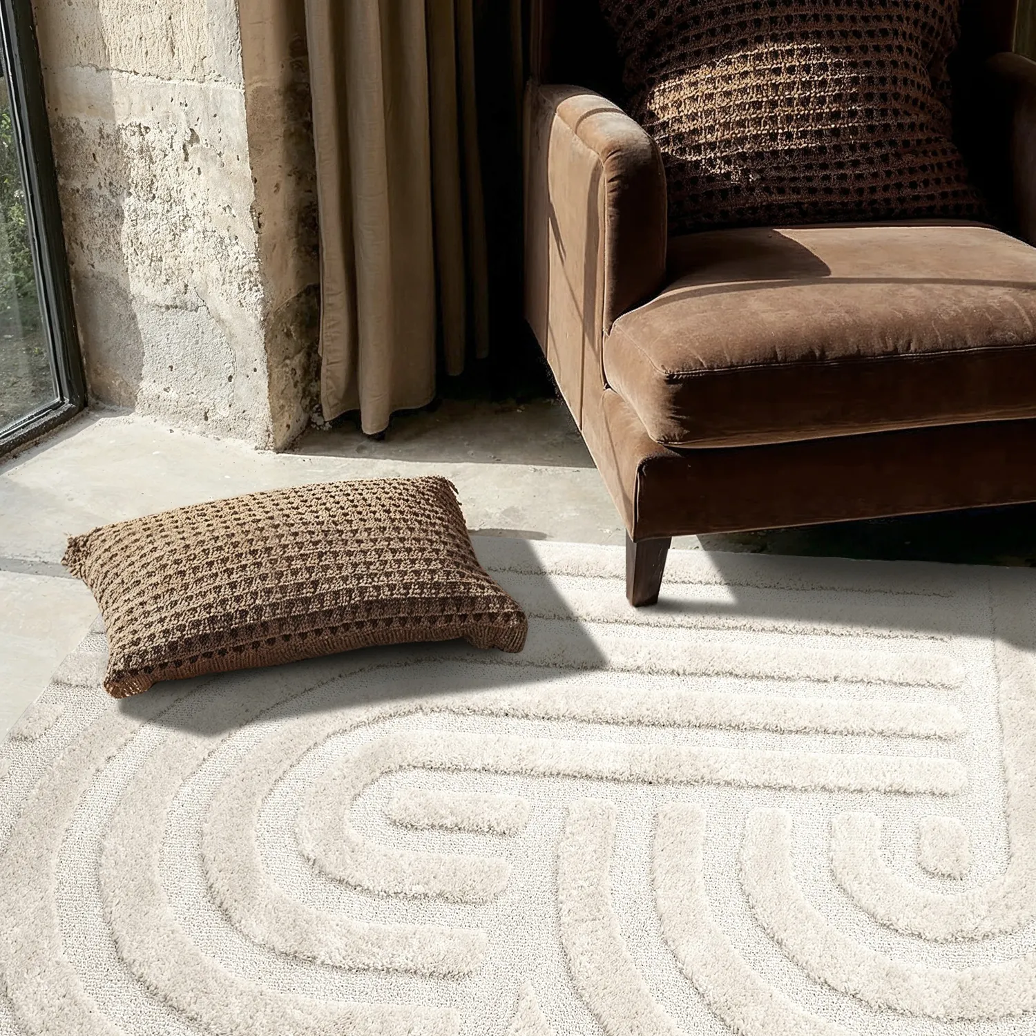 Hochflorteppiche - Naha (cremefarben)