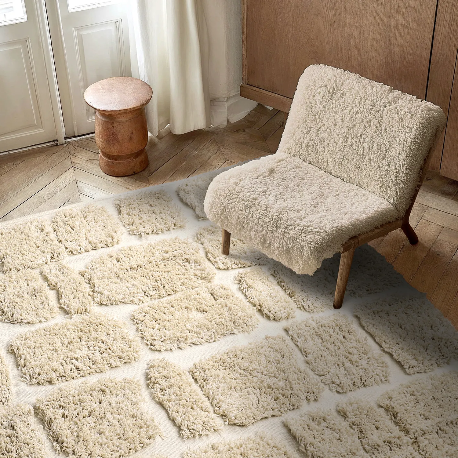 Tapis shaggy - Otranto Natural Cotton Shaggy (blanc cassé)