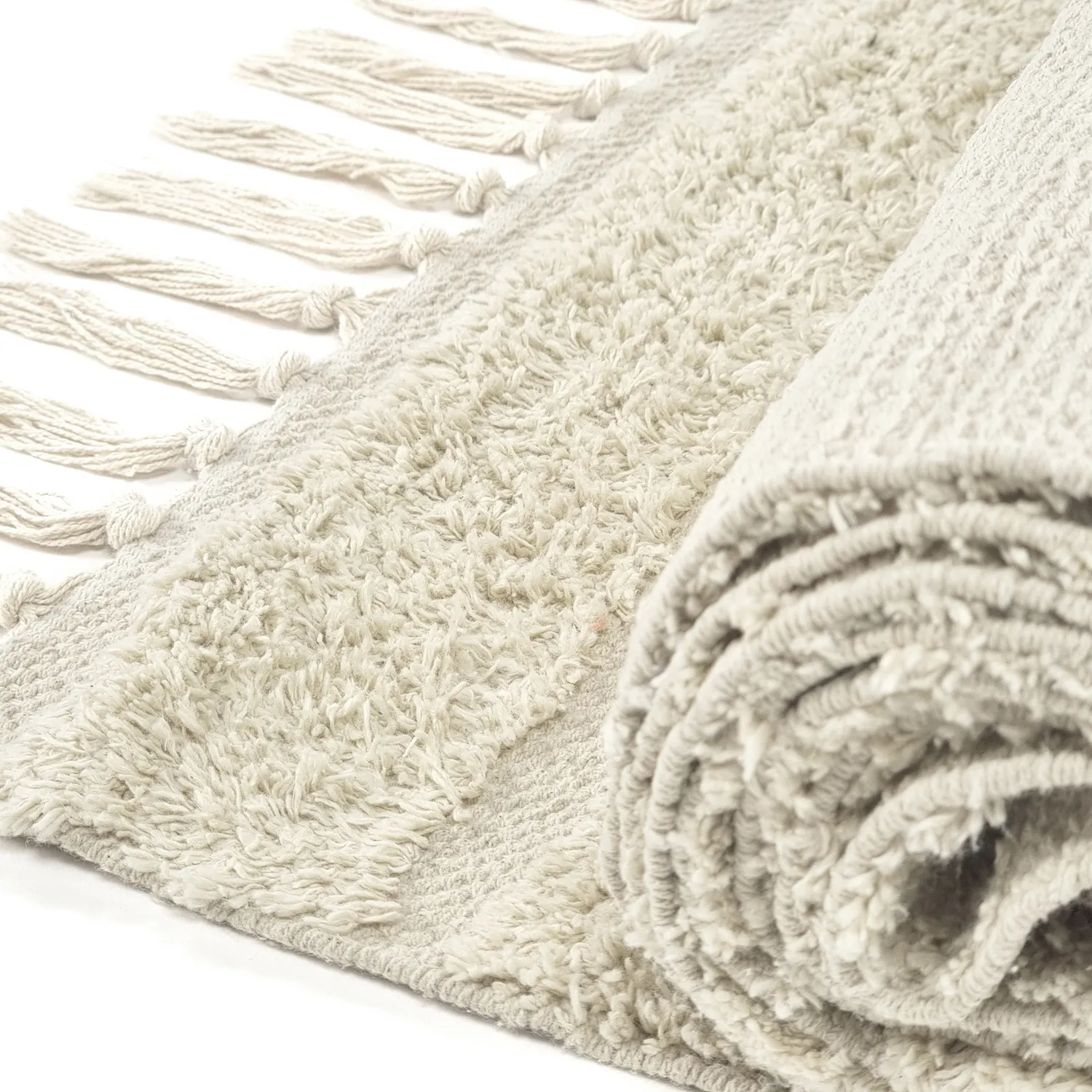Hochflorteppiche - Rani Natural Cotton Shaggy (cremefarben)