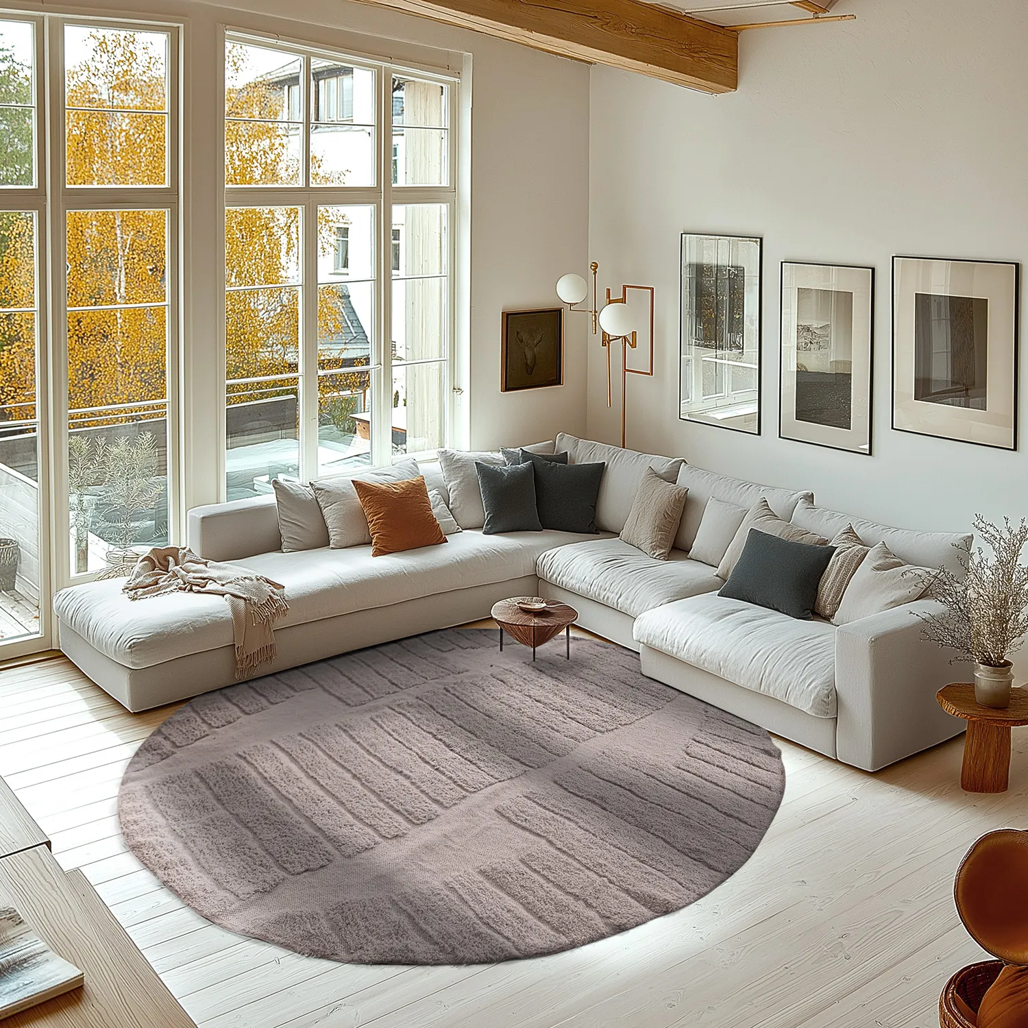 Rund Teppich - Rani Natural Cotton Shaggy (taupe)