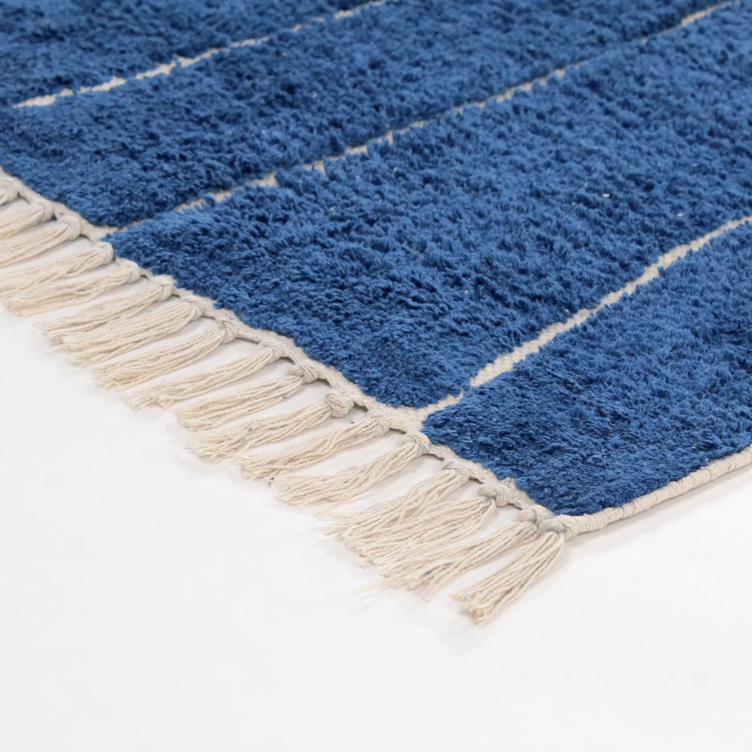 Tapis à poils longs - Sivia Natural Cotton Shaggy (bleu)