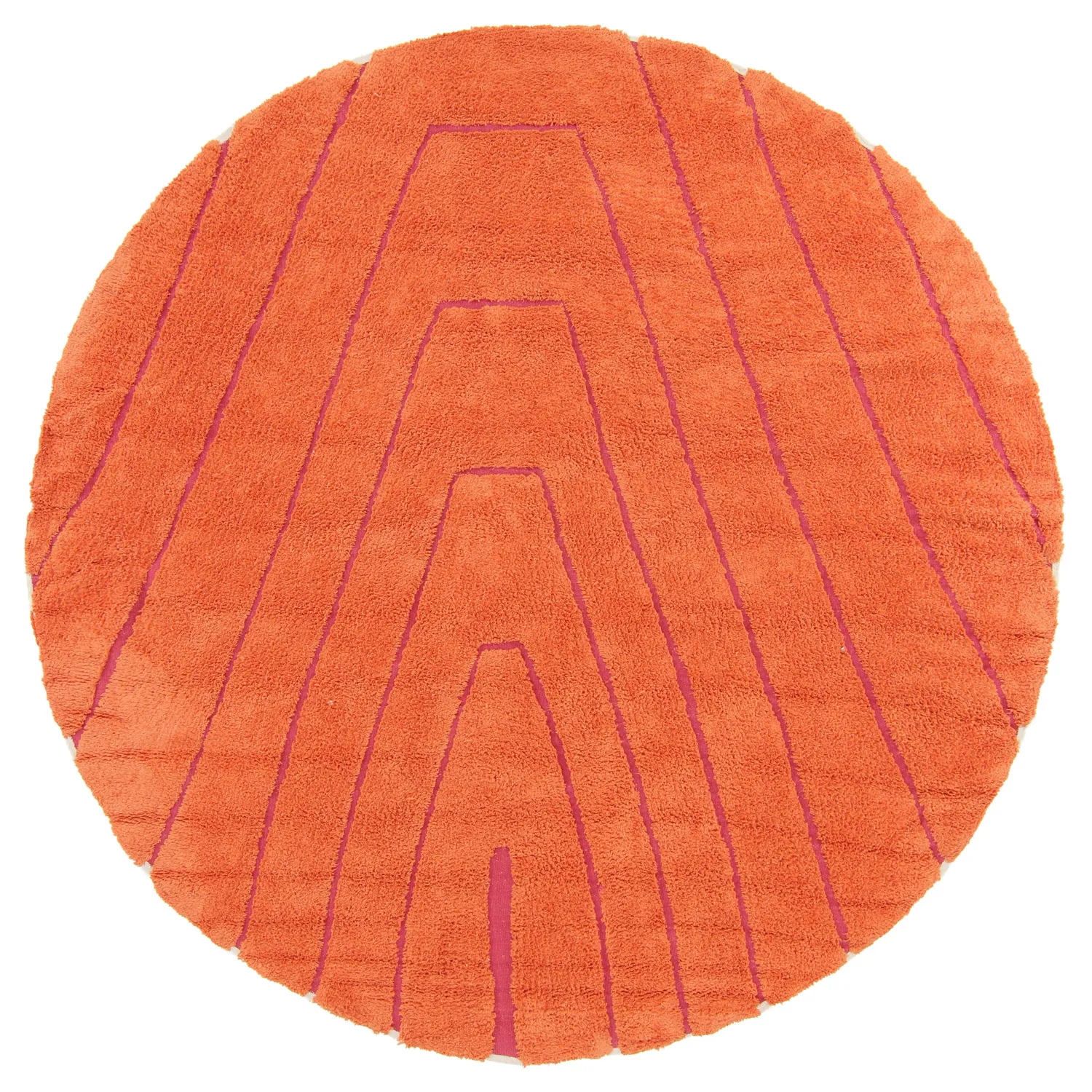 Rund Teppich - Sivia Natural Cotton Shaggy (rot/orange)