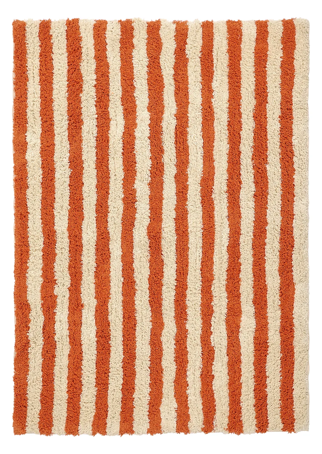 Hochflorteppiche - Thira Stripe Cotton Shaggy (hellgelb/hellorange)