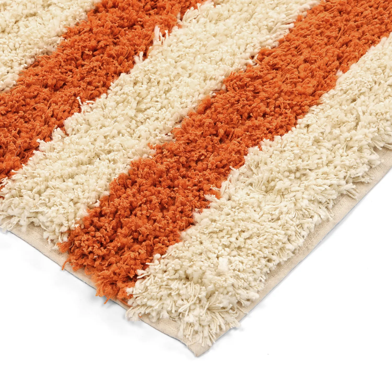 Hochflorteppiche - Thira Stripe Cotton Shaggy (hellgelb/hellorange)