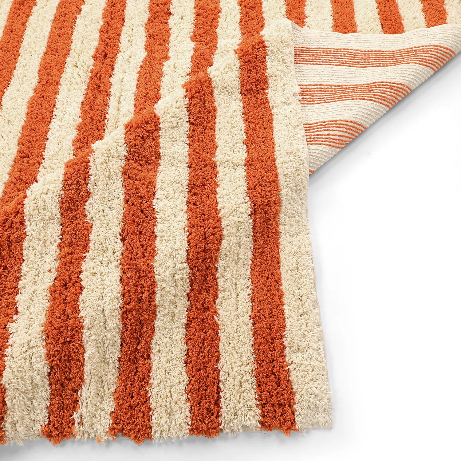 Hochflorteppiche - Thira Stripe Cotton Shaggy (hellgelb/hellorange)