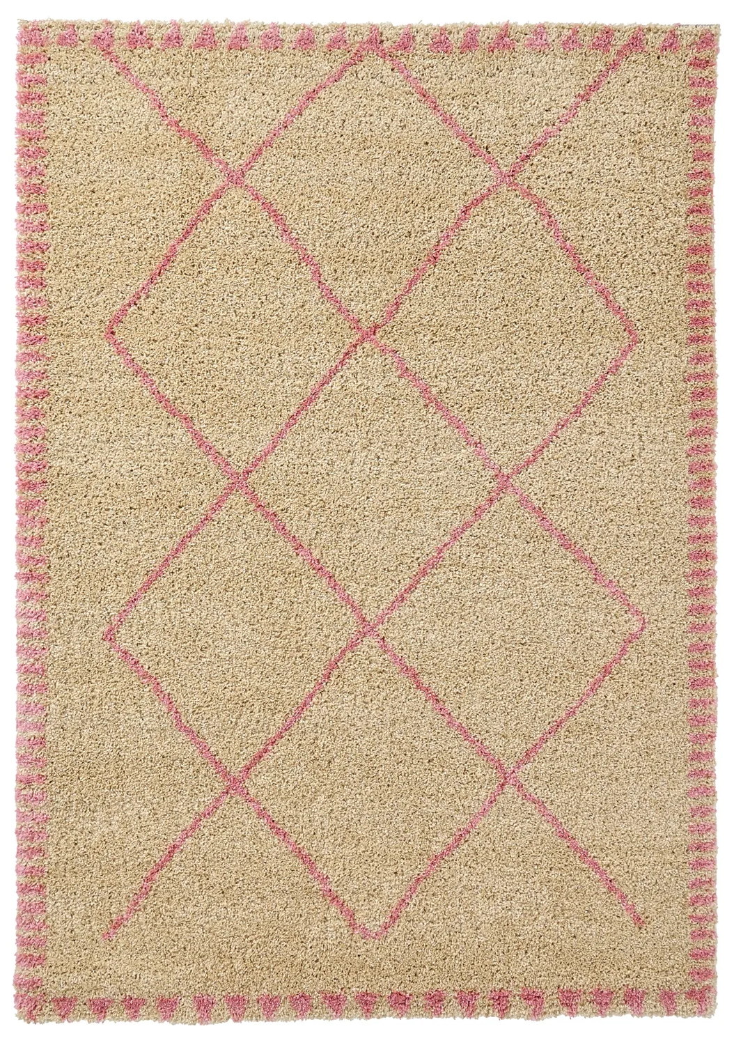 Tapis à poils longs - Tiznit (beige/rose)