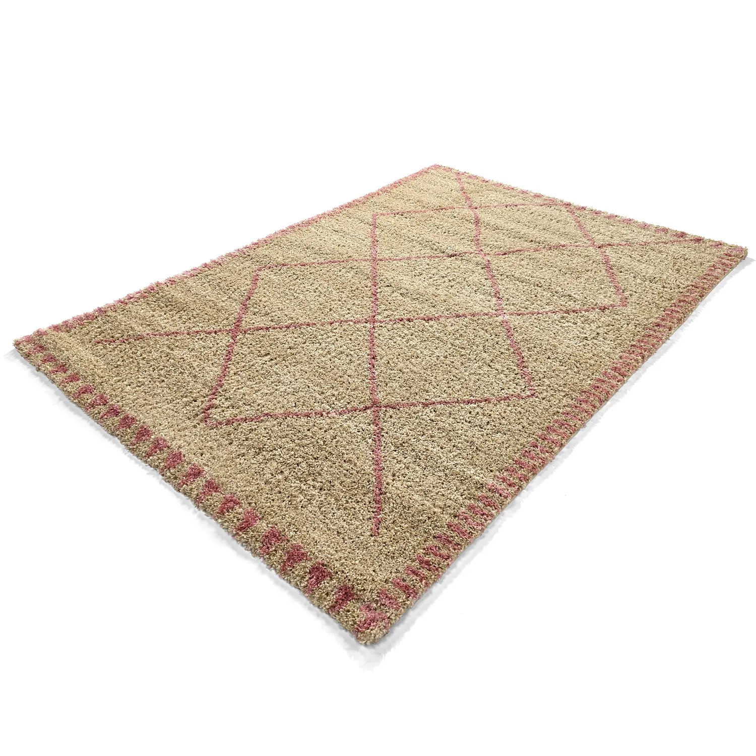 Tapis à poils longs - Tiznit (beige/rose)