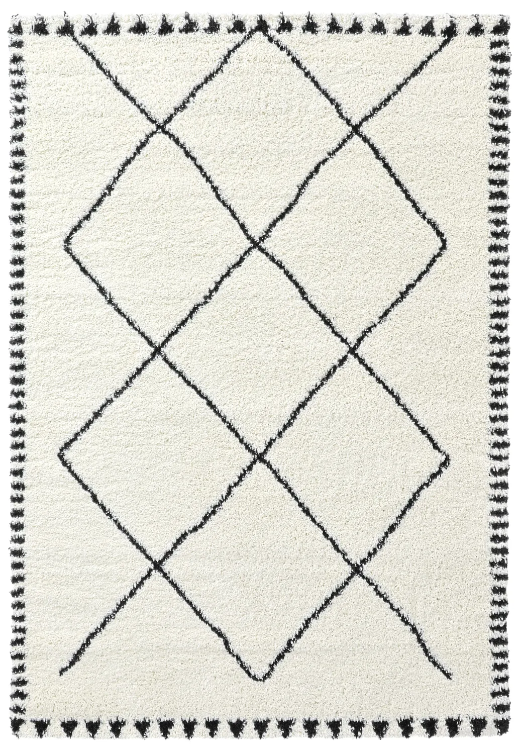 Hochflorteppiche - Tiznit (weiß/schwarz)