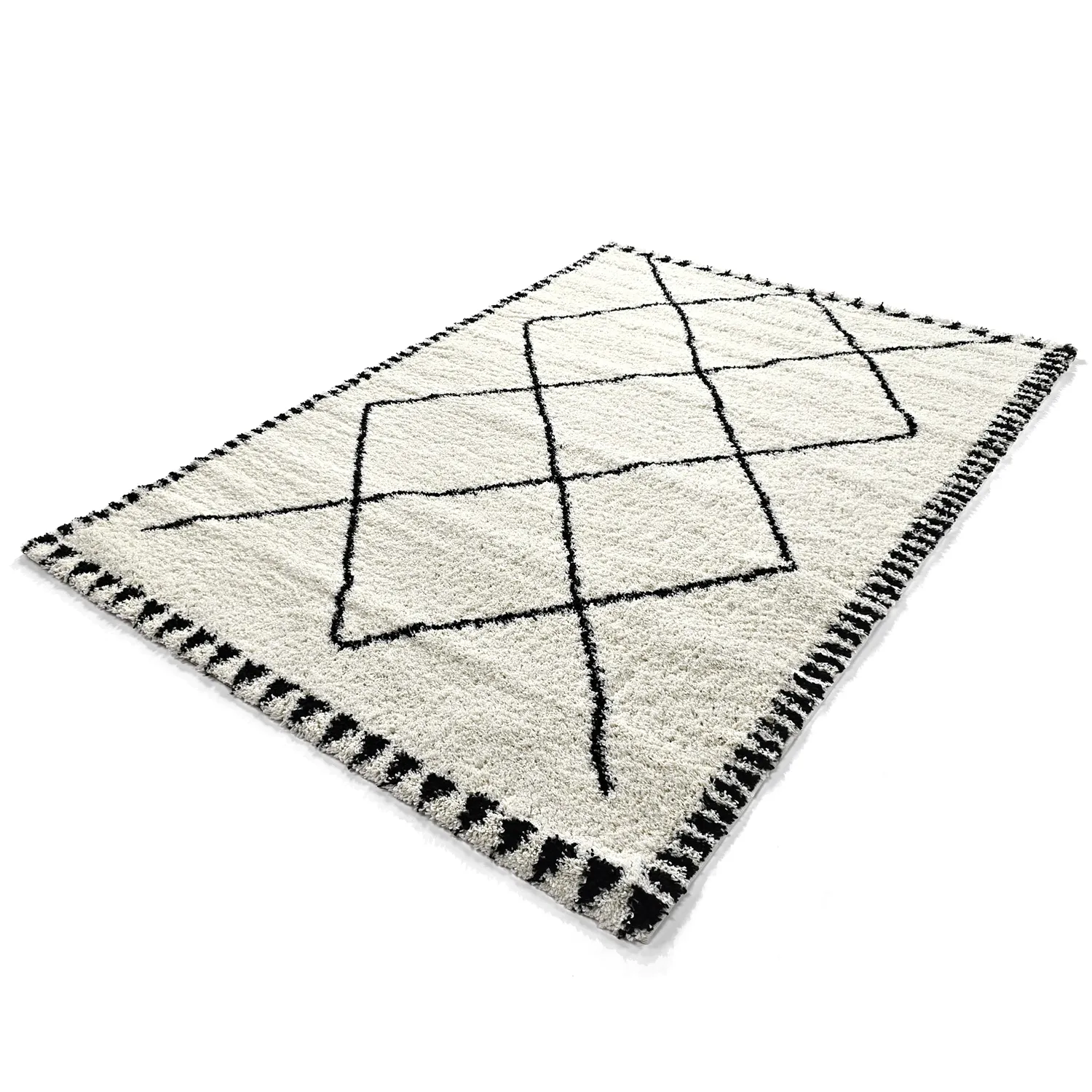 Hochflorteppiche - Tiznit (weiß/schwarz)