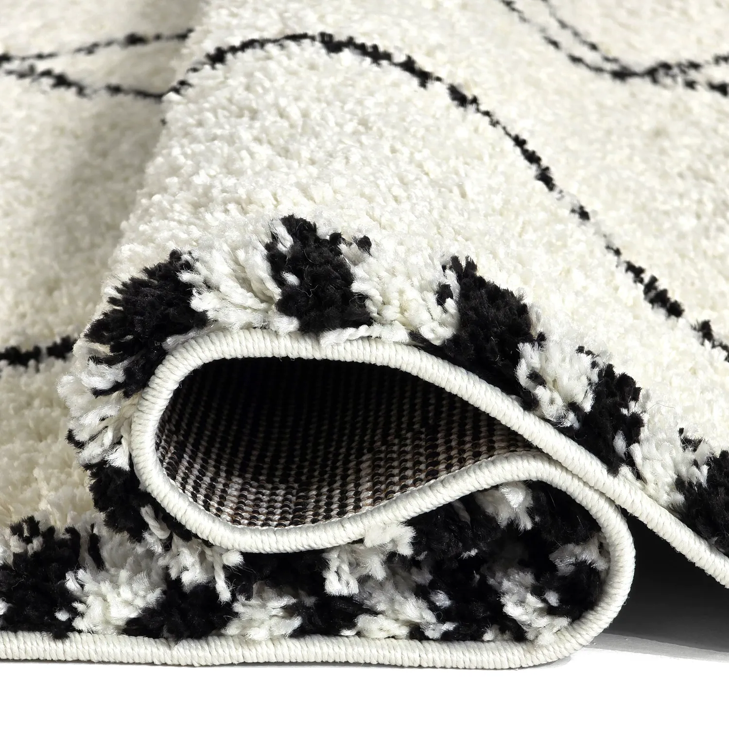 Hochflorteppiche - Tiznit (weiß/schwarz)