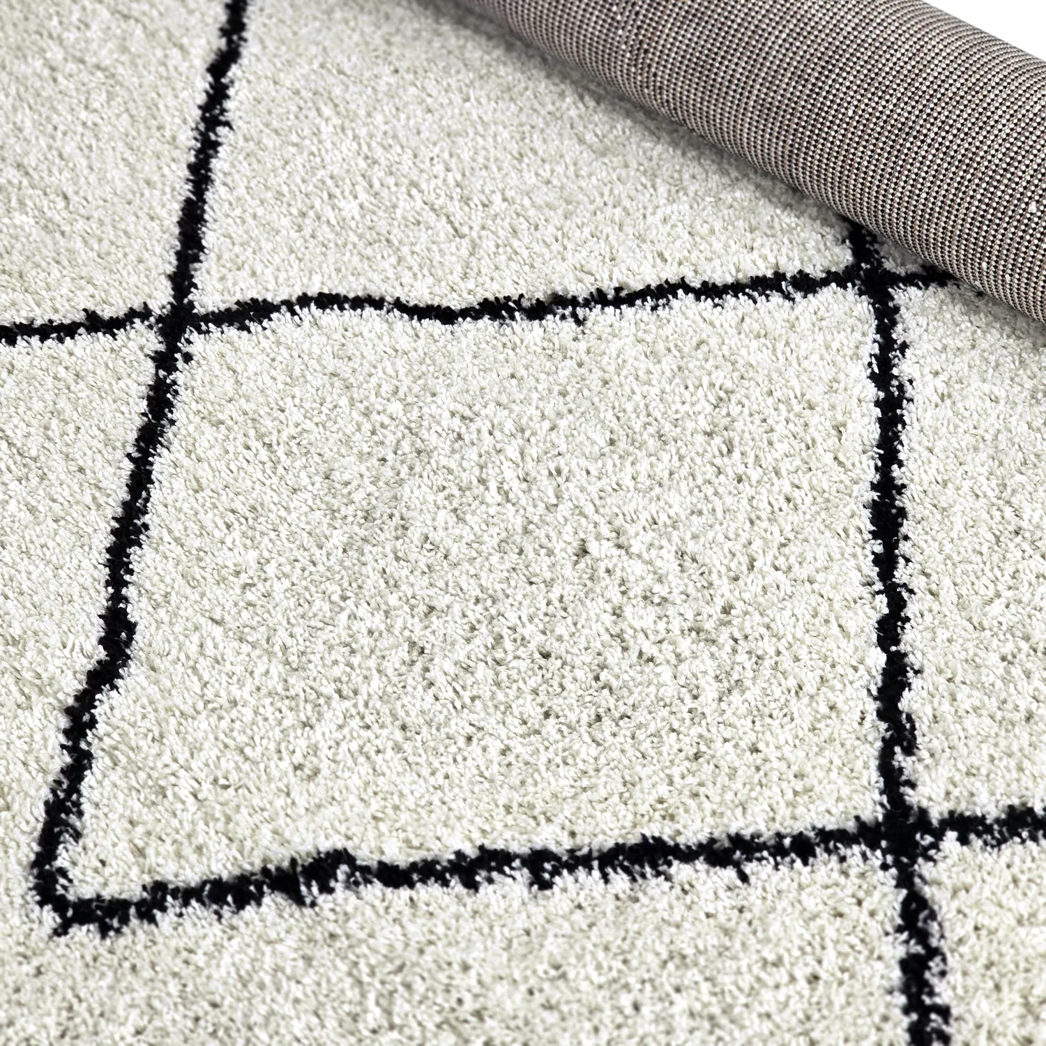 Hochflorteppiche - Tiznit (weiß/schwarz)