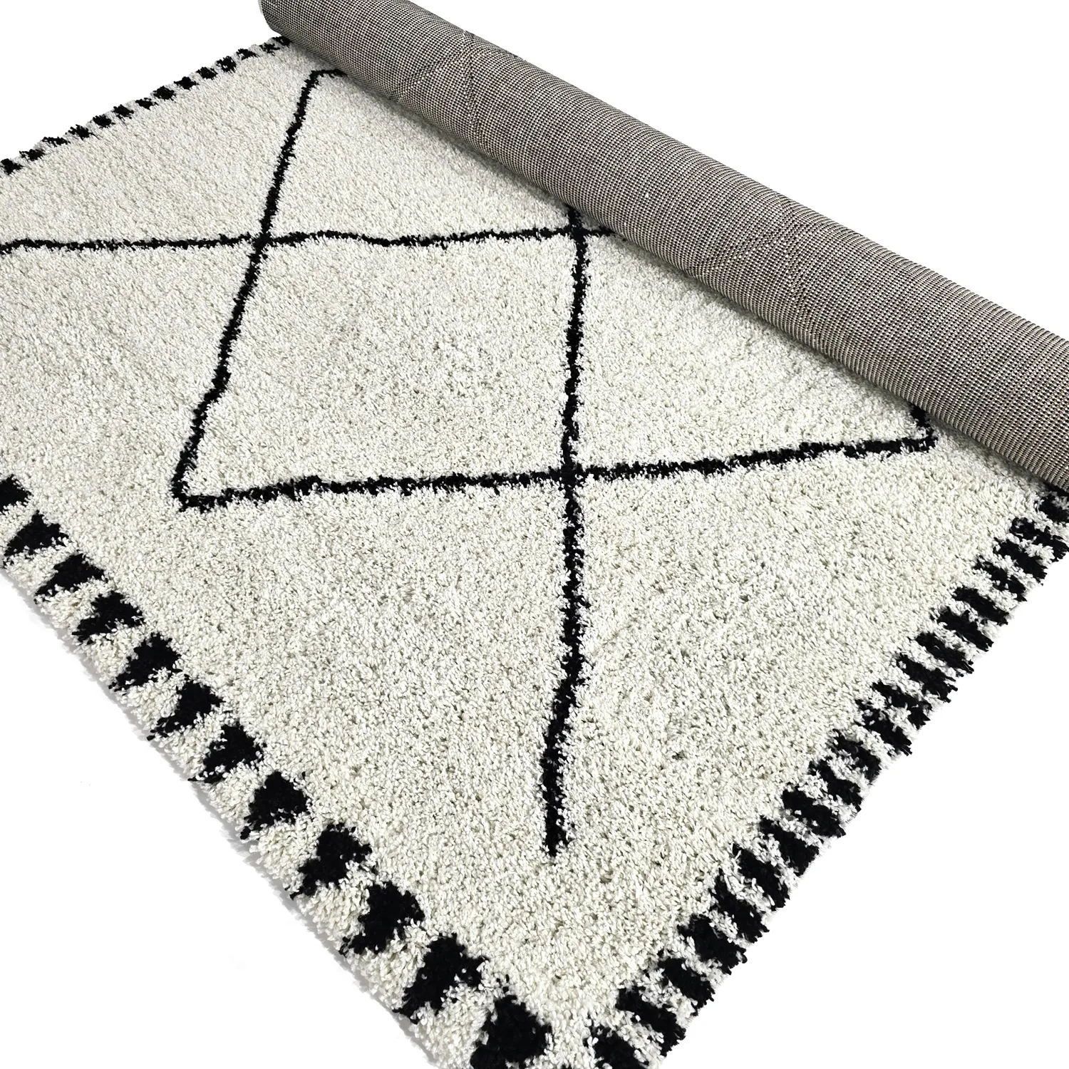 Hochflorteppiche - Tiznit (weiß/schwarz)