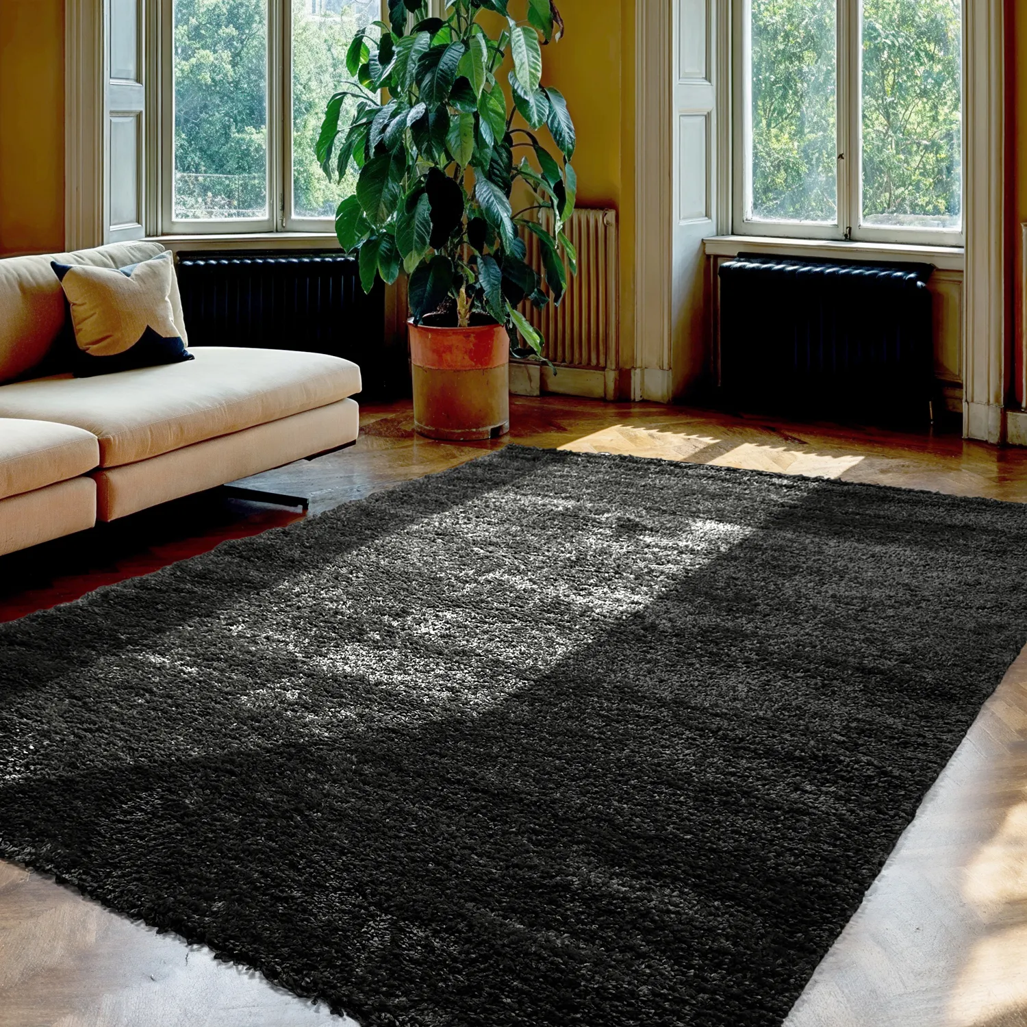 Hochflorteppiche - Zoe (schwarz)
