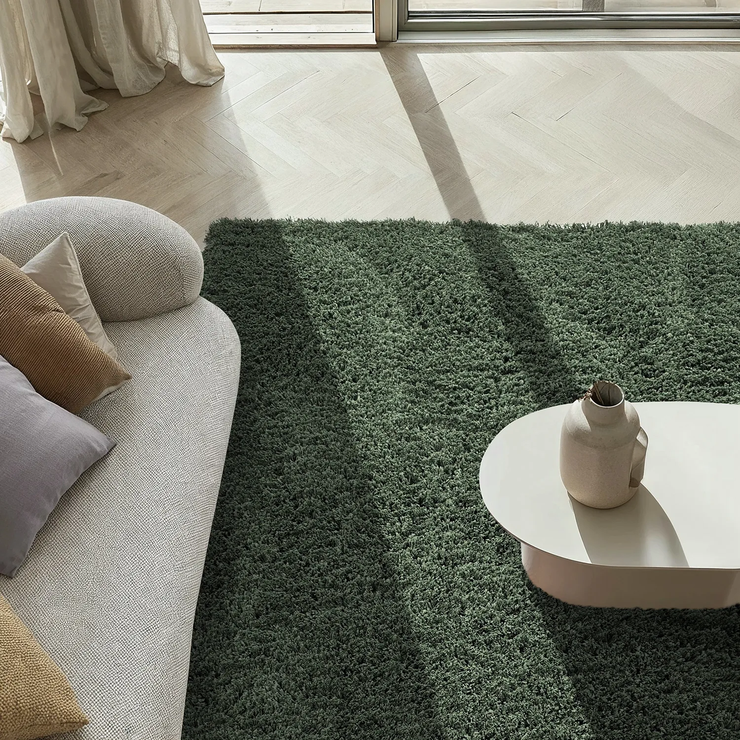 Tapis shaggy - Combarro Solid Cotton Shaggy (vert)