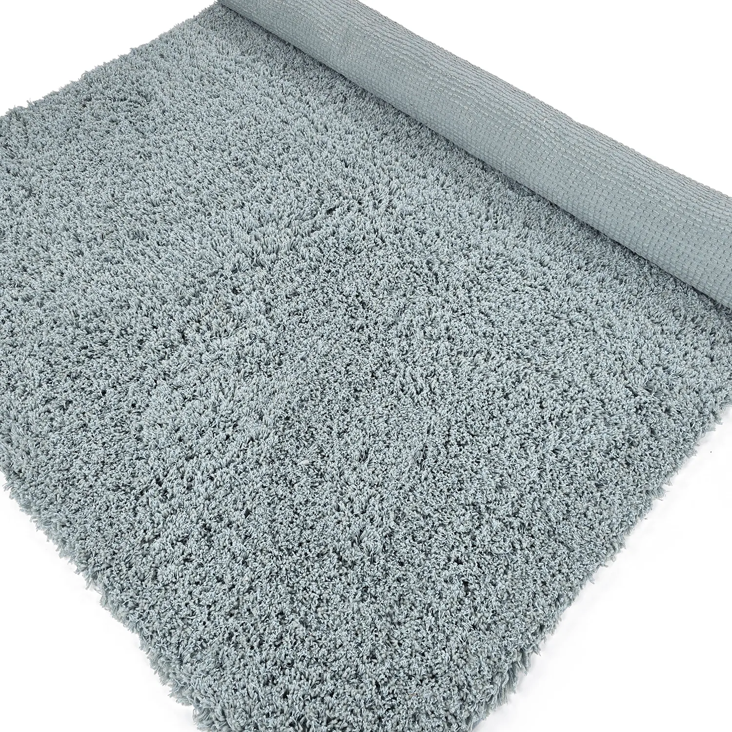 Hochflorteppiche - Combarro Solid Cotton Shaggy (hellblau)