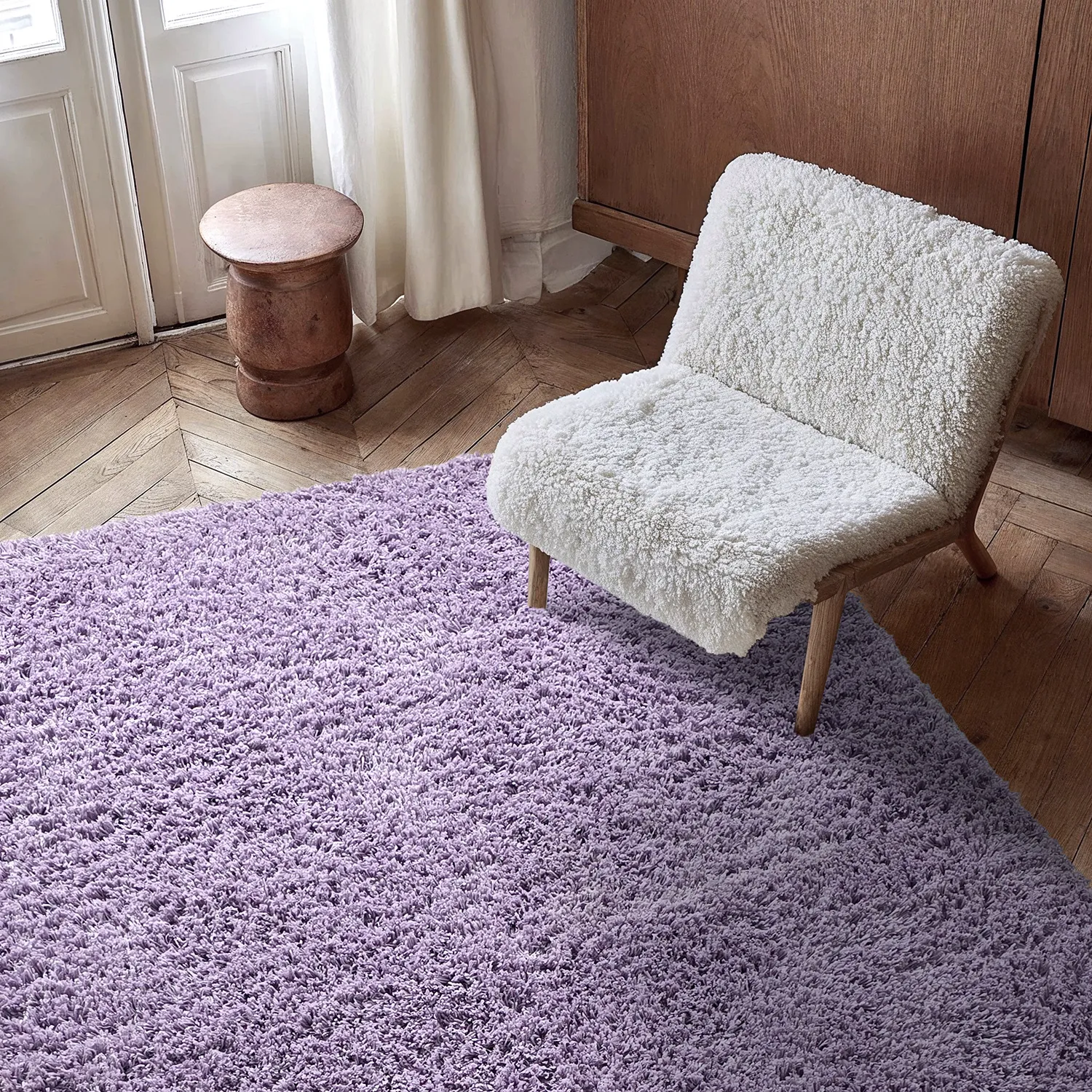 Hochflorteppiche - Combarro Solid Cotton Shaggy (hellviolett)