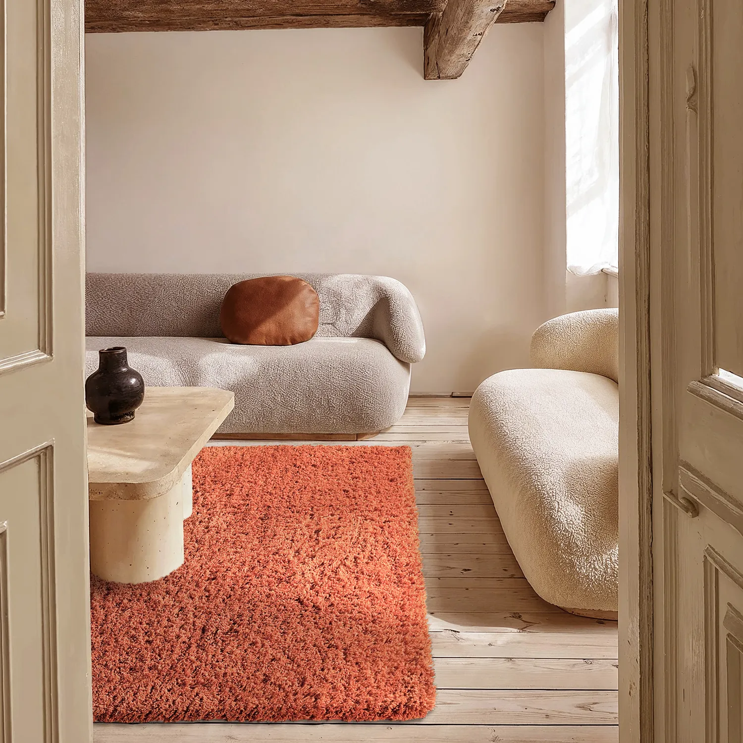 Tapis shaggy - Combarro Solid Cotton Shaggy (orange clair)