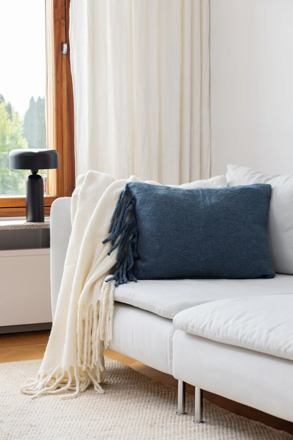 Housse de coussin en mélange de laine - Samantha (bleu)