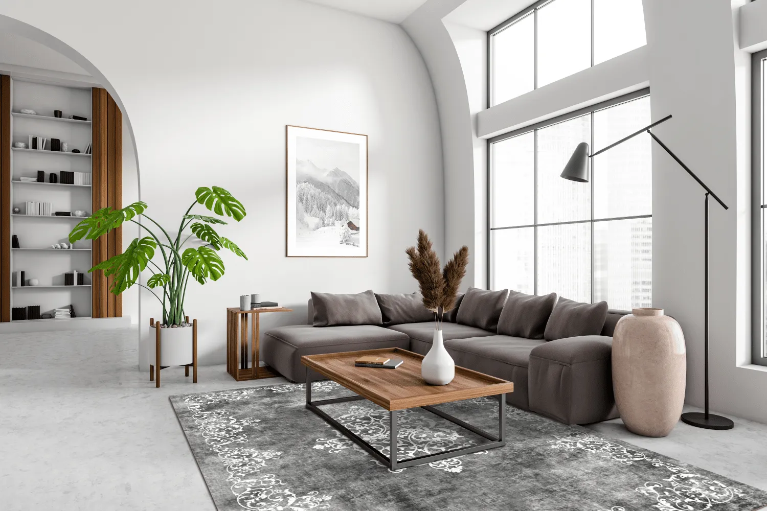 Wilton-Teppich - Santi (dunkelgrau/weiß)